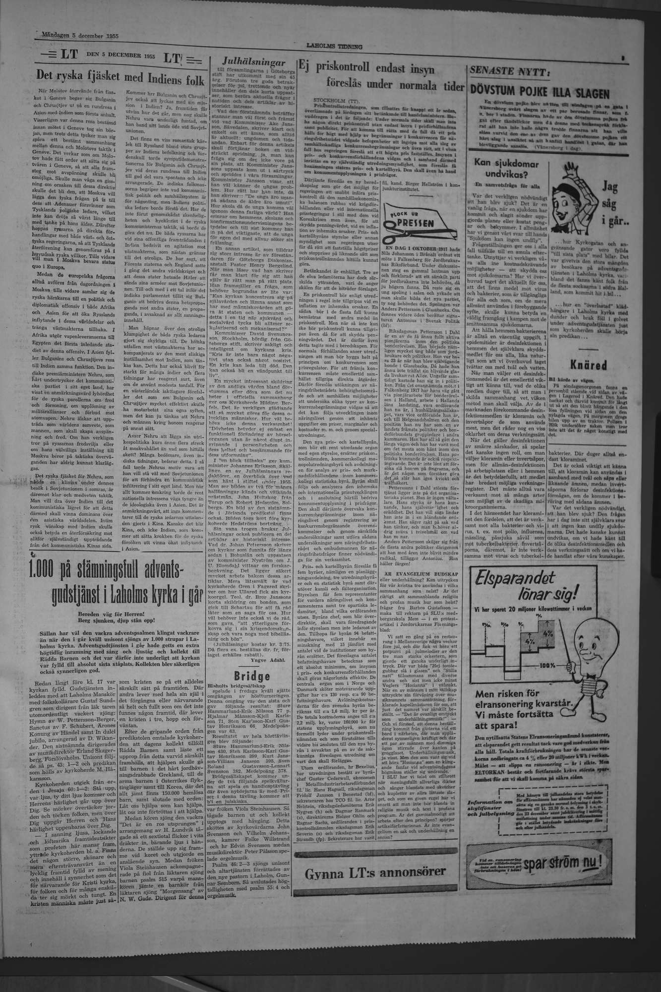 Laholms Tidning Måndag 5 december 1955, sida 3
