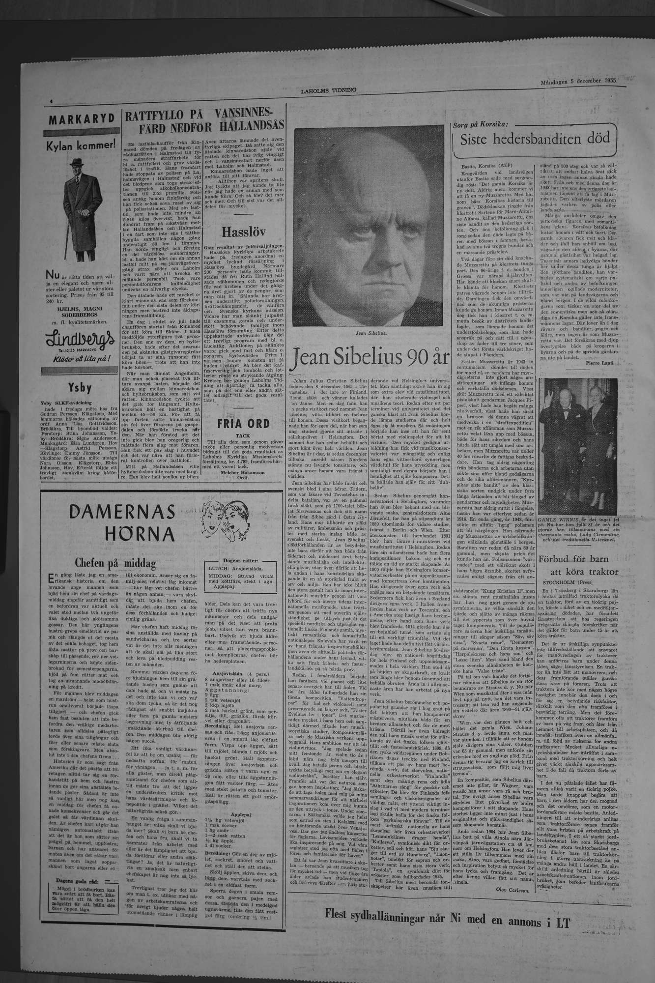 Laholms Tidning Måndag 5 december 1955, sida 4