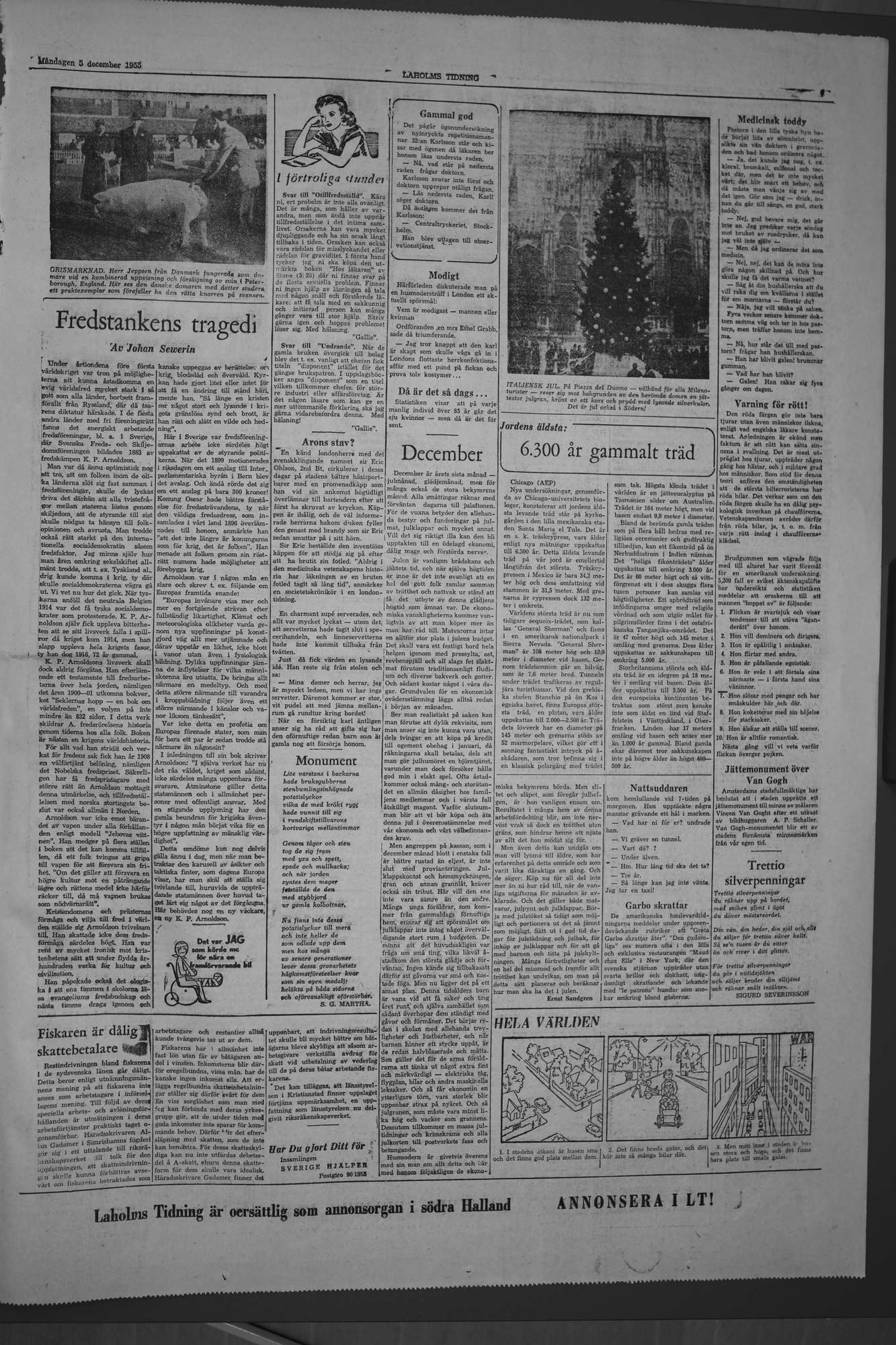 Laholms Tidning Måndag 5 december 1955, sida 7