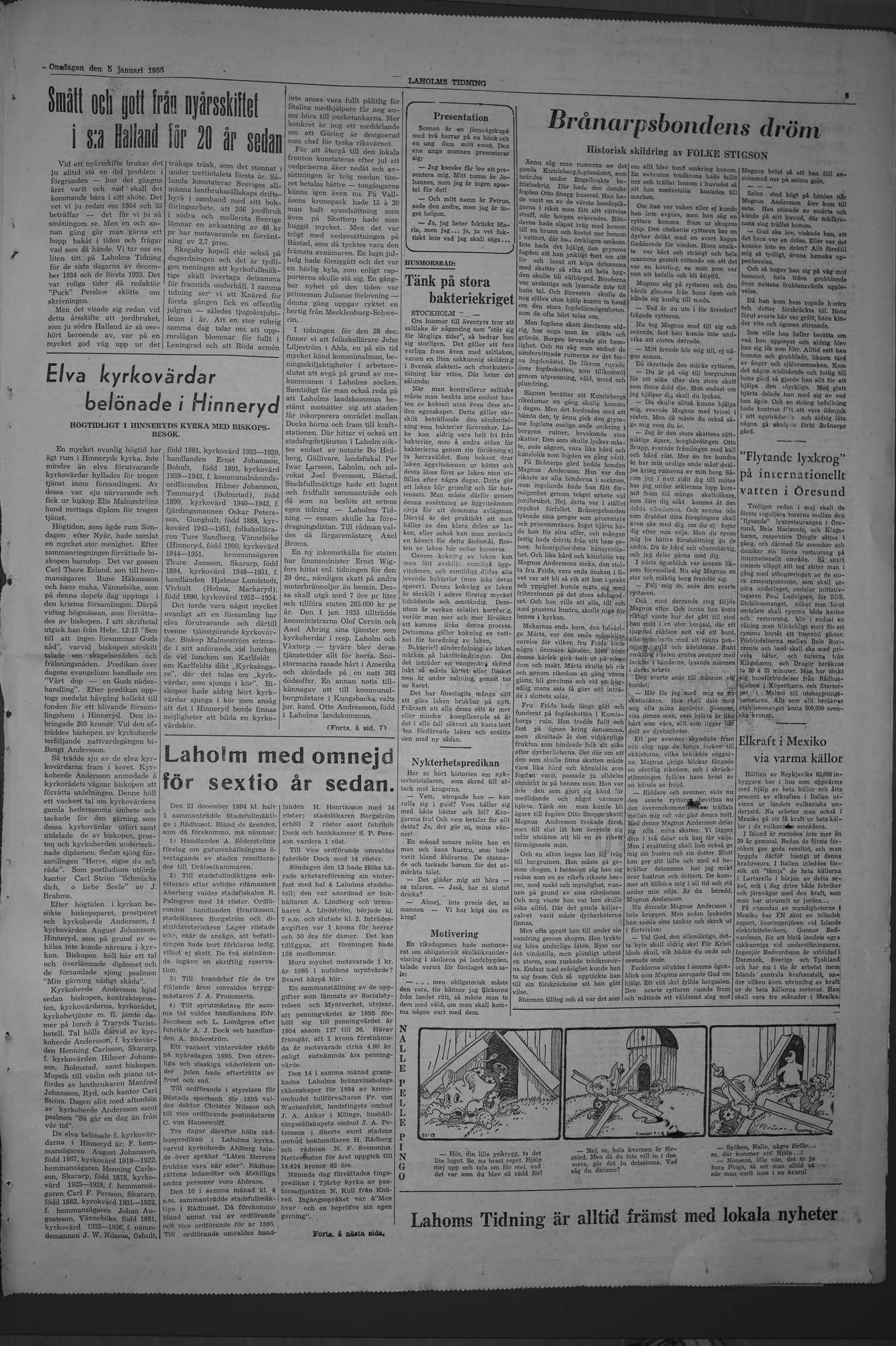 Laholms Tidning Onsdag 5 januari 1955, sida 5