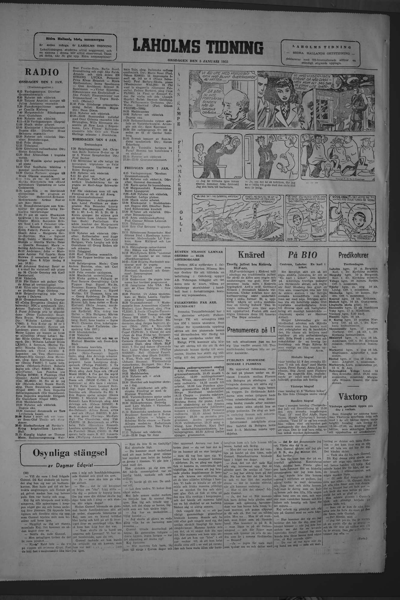 Laholms Tidning Onsdag 5 januari 1955, sida 8