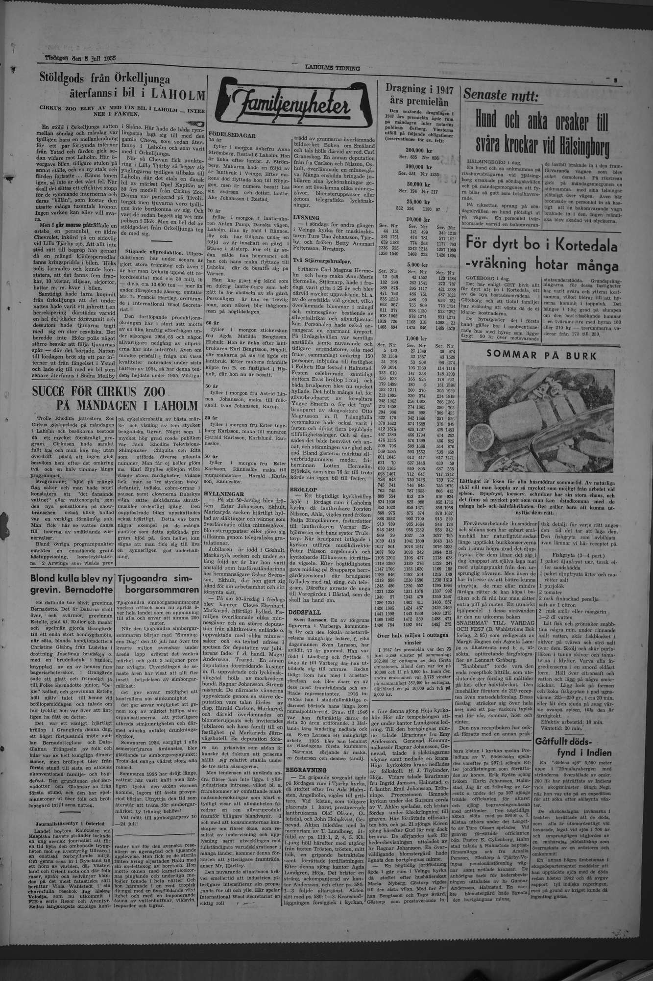 Laholms Tidning Tisdag 5 juli 1955, sida 3