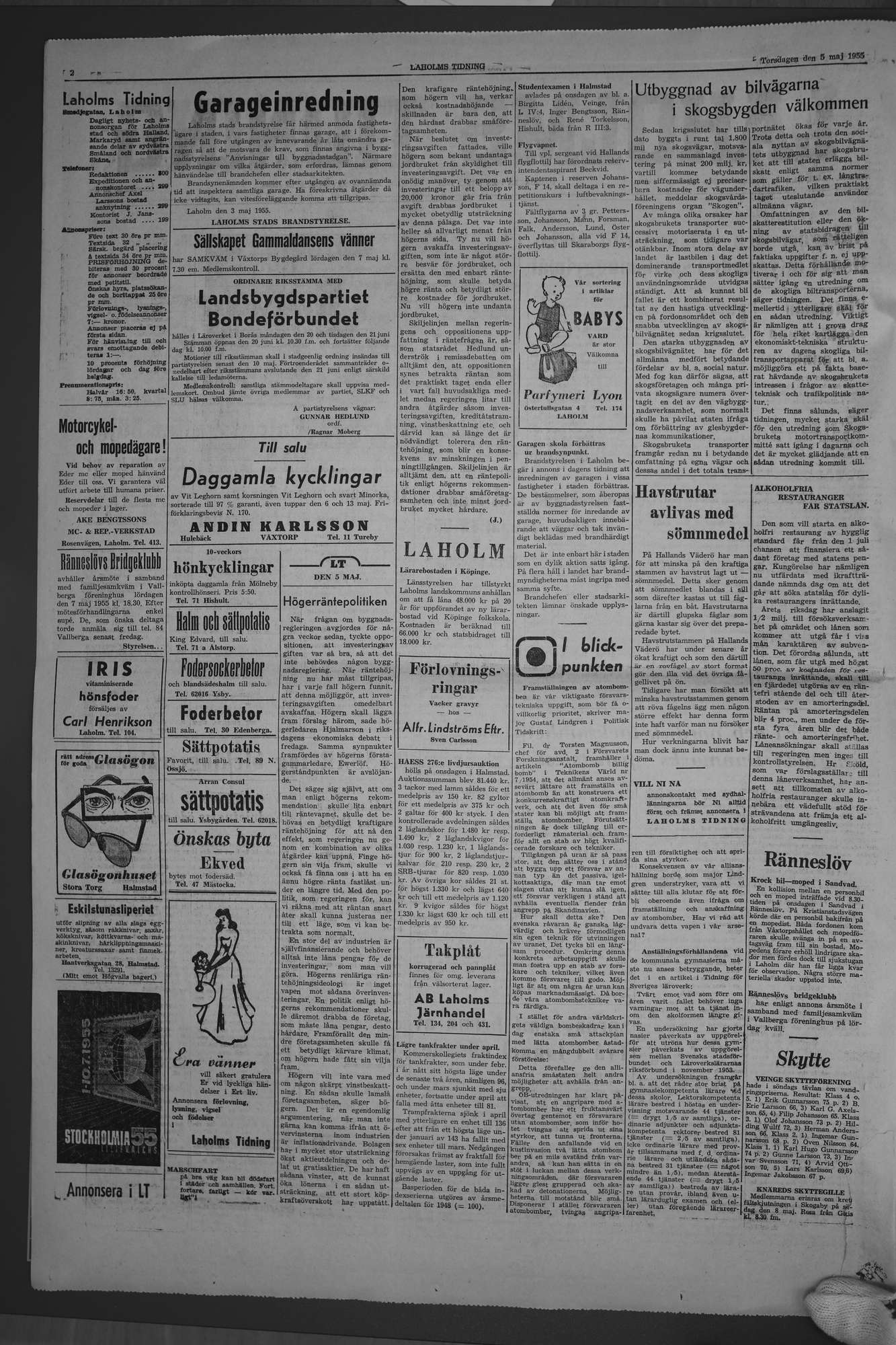 Laholms Tidning Torsdag 5 maj 1955, sida 2