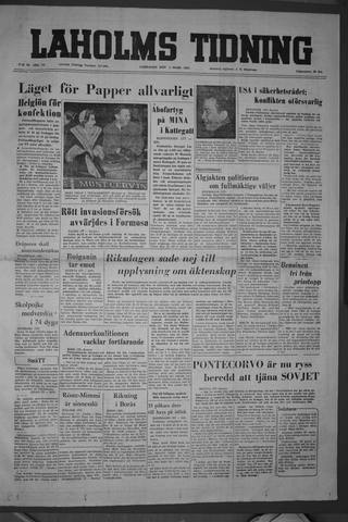 Förstasidan, Lördag 5 mars 1955