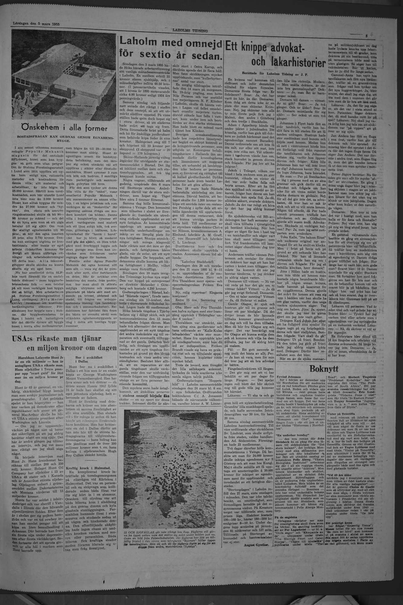 Laholms Tidning Lördag 5 mars 1955, sida 5