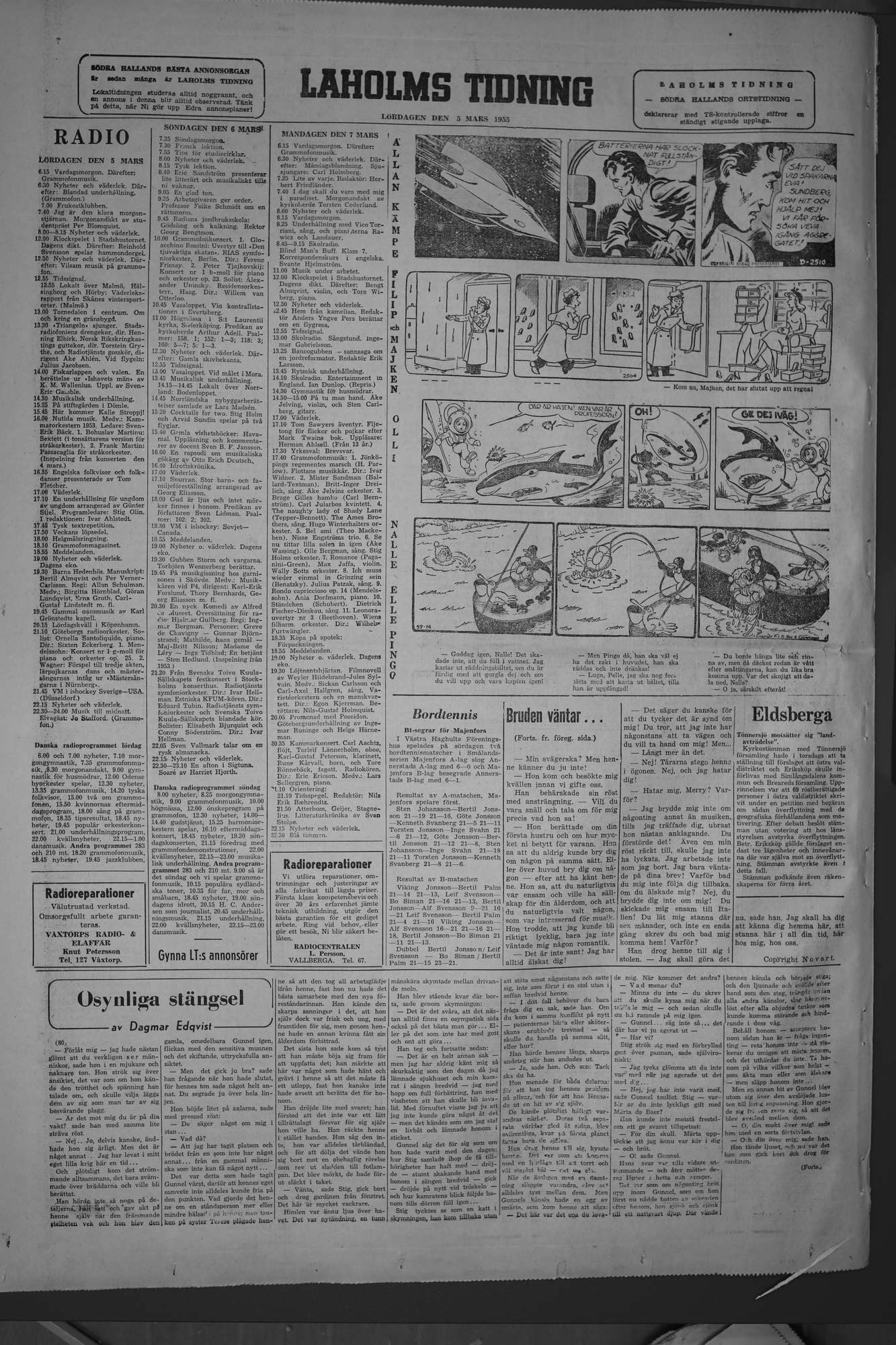 Laholms Tidning Lördag 5 mars 1955, sida 8