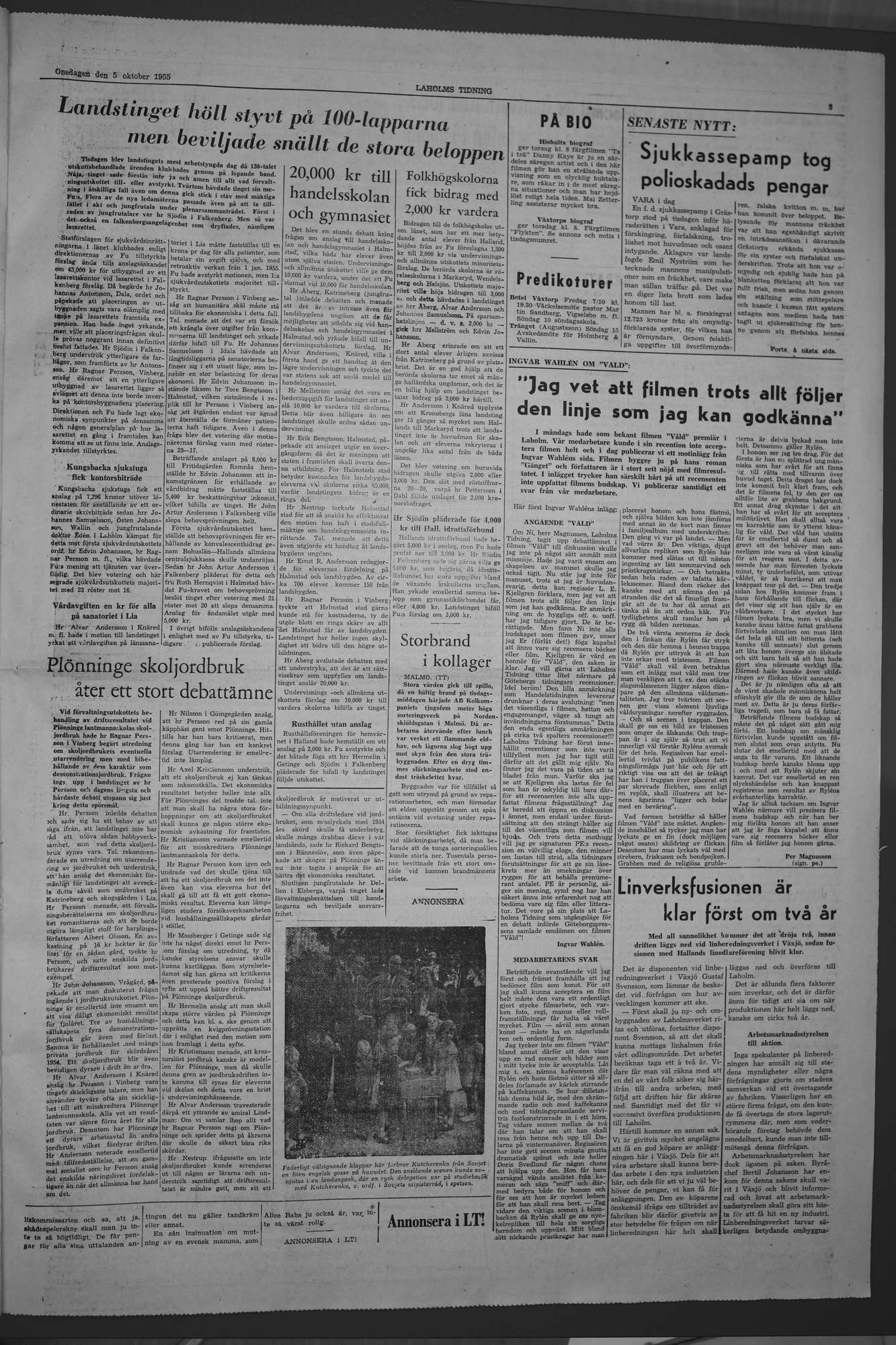 Laholms Tidning Onsdag 5 oktober 1955, sida 3