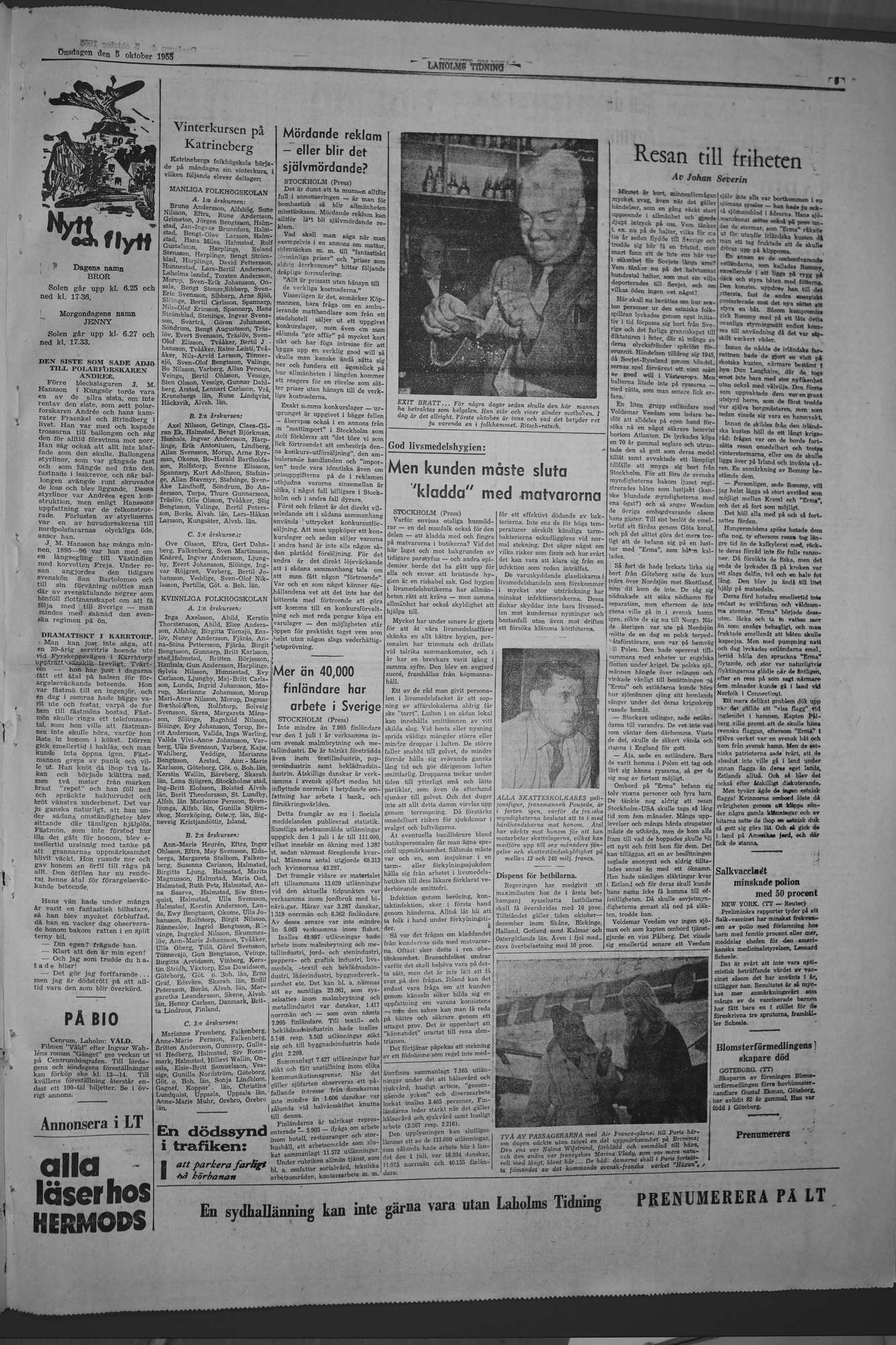 Laholms Tidning Onsdag 5 oktober 1955, sida 5