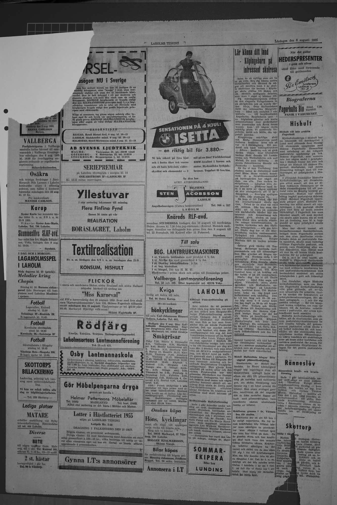 Laholms Tidning Lördag 6 augusti 1955, sida 2