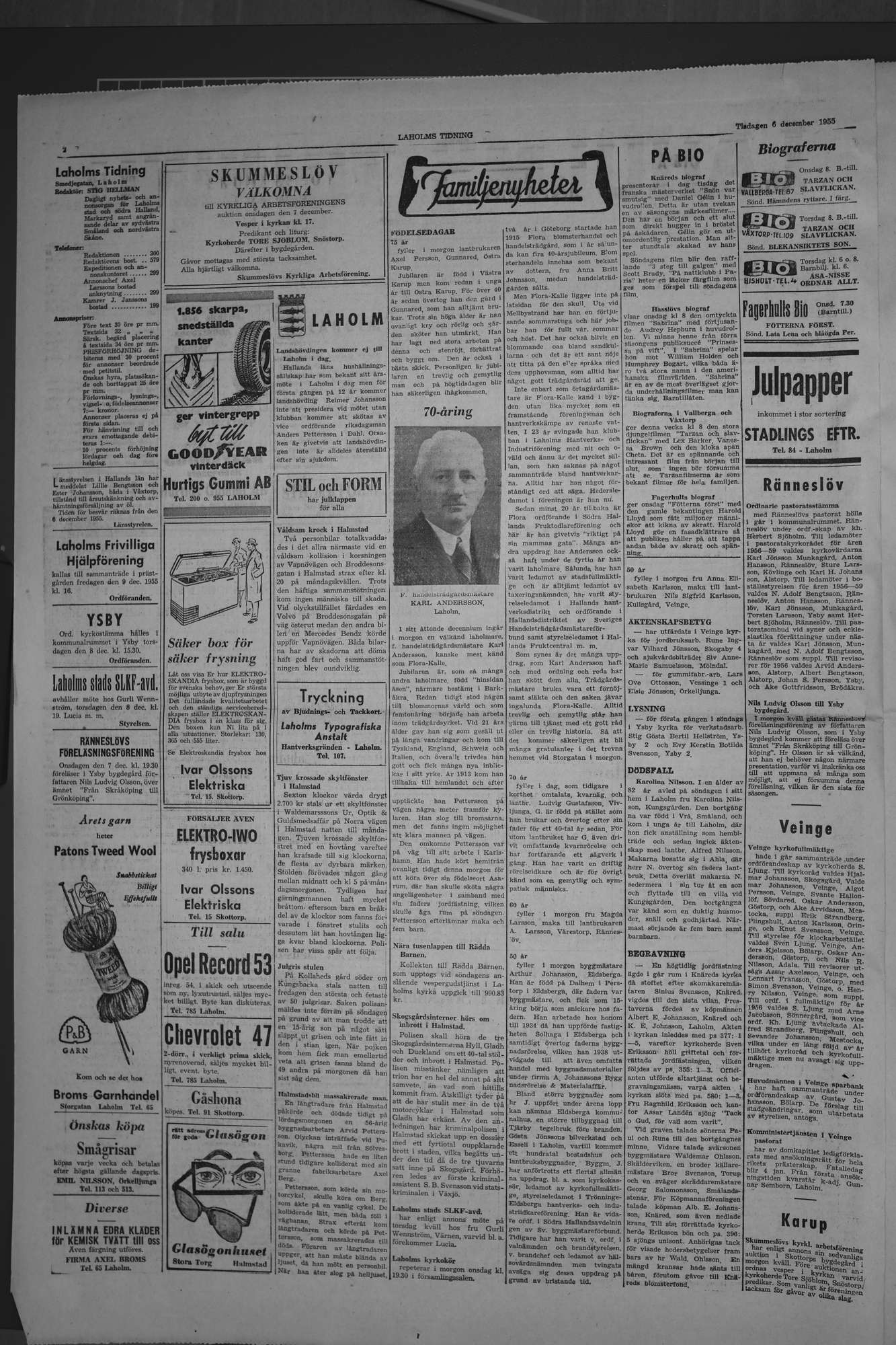 Laholms Tidning Tisdag 6 december 1955, sida 2