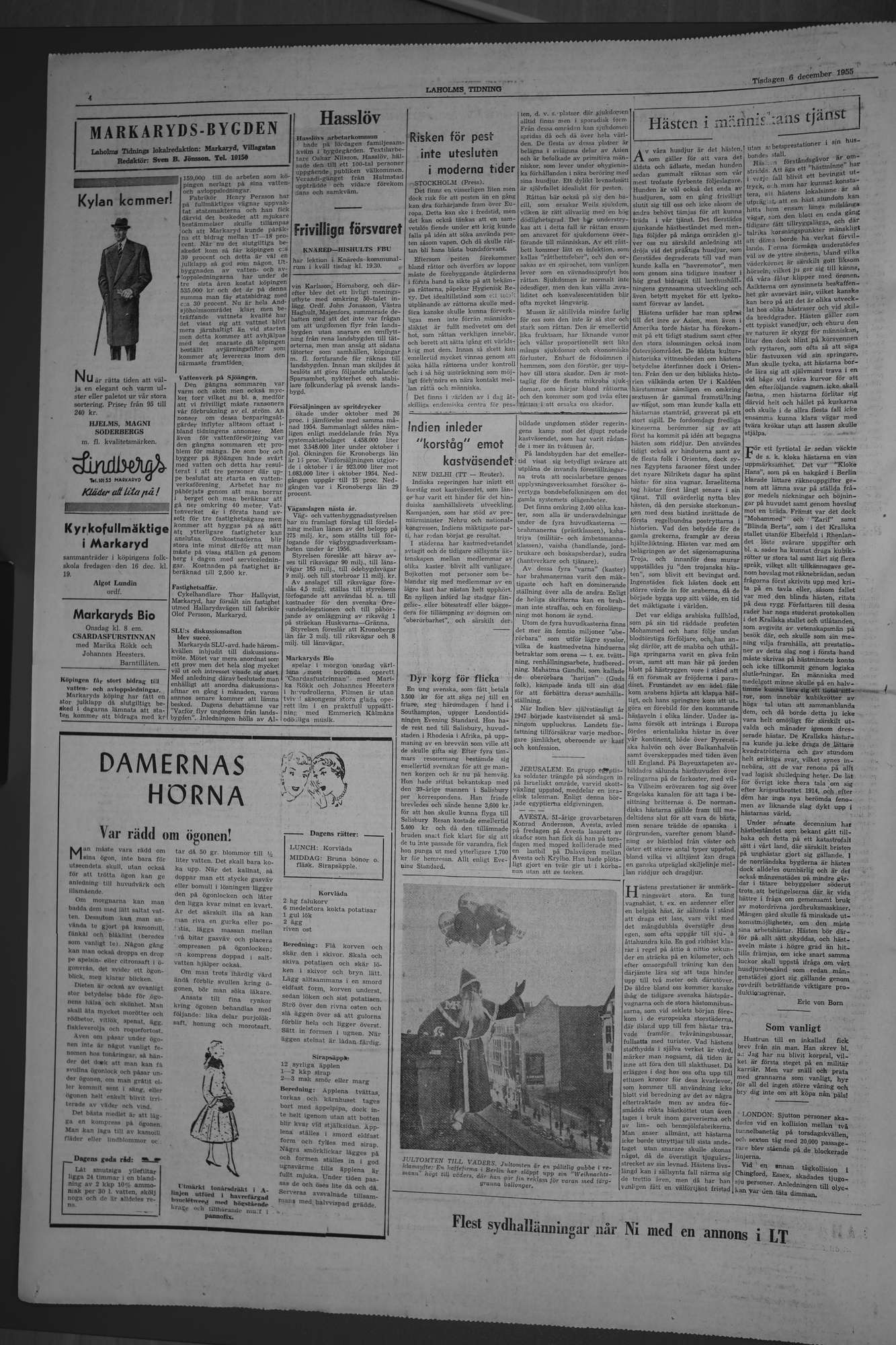 Laholms Tidning Tisdag 6 december 1955, sida 4