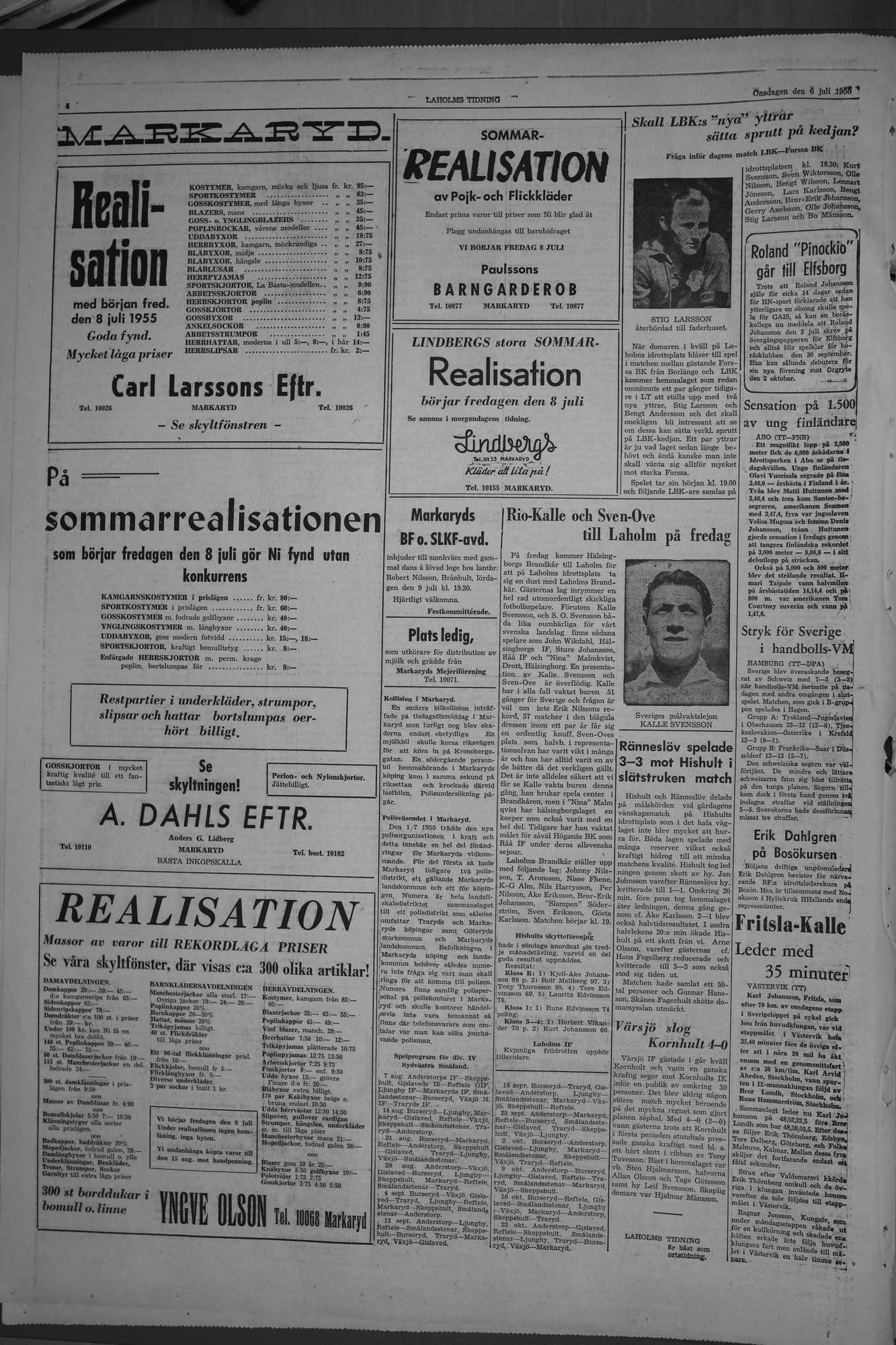 Laholms Tidning Onsdag 6 juli 1955, sida 4