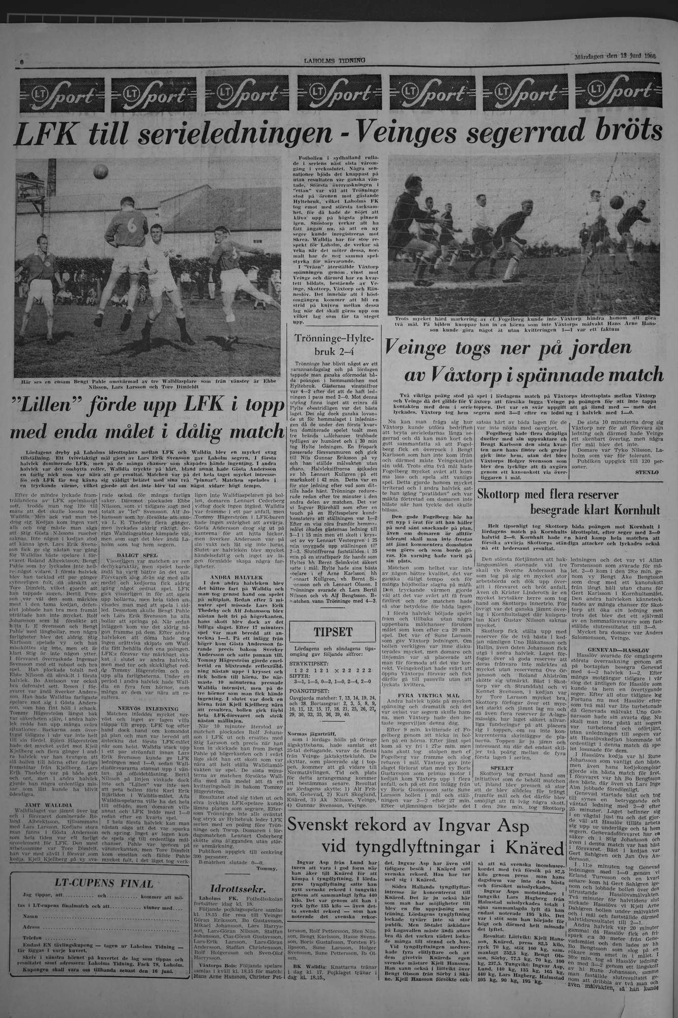 Laholms Tidning Måndag 13 juni 1966, sida 6