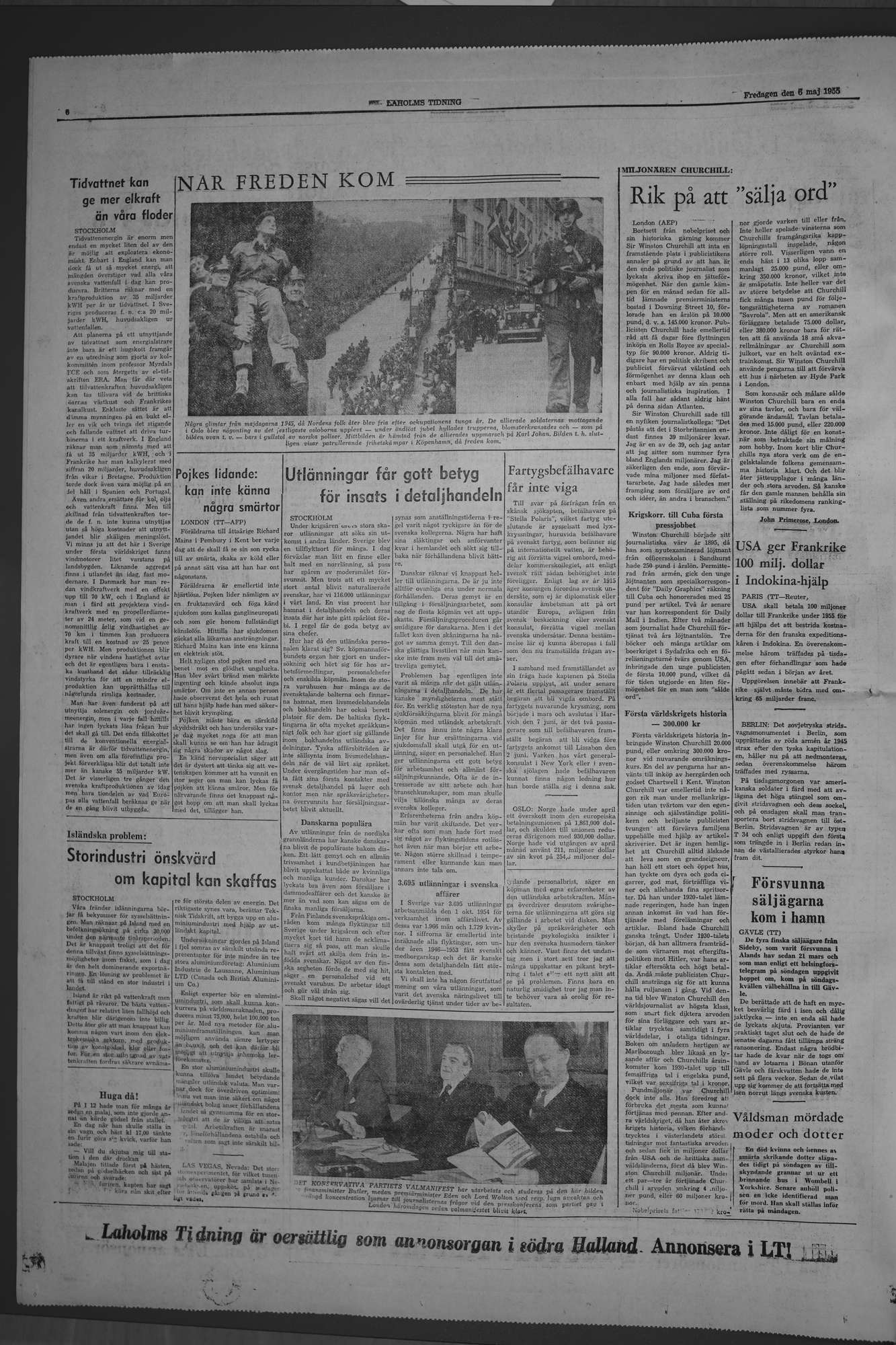 Laholms Tidning Fredag 6 maj 1955, sida 6