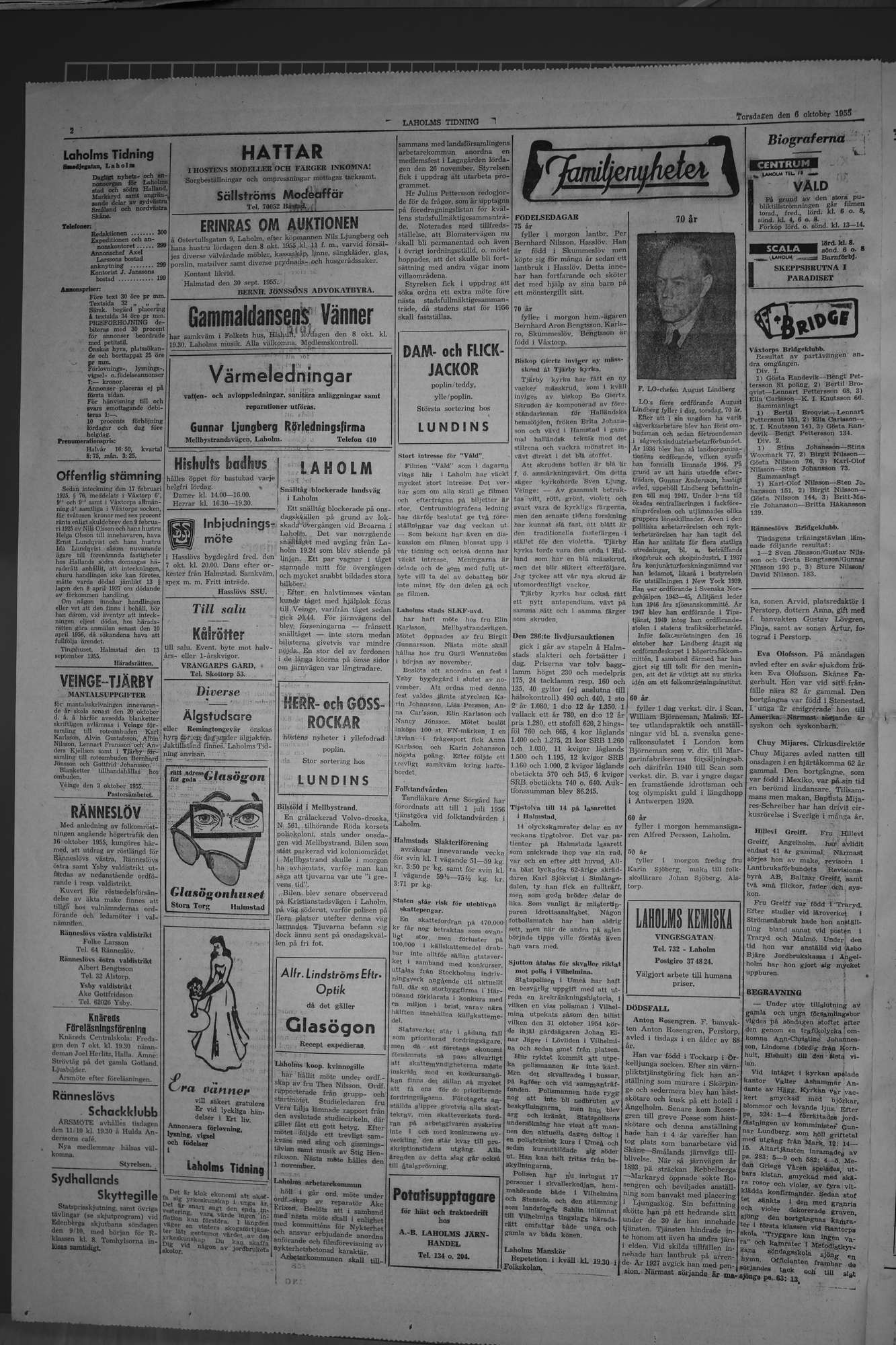 Laholms Tidning Torsdag 6 oktober 1955, sida 2