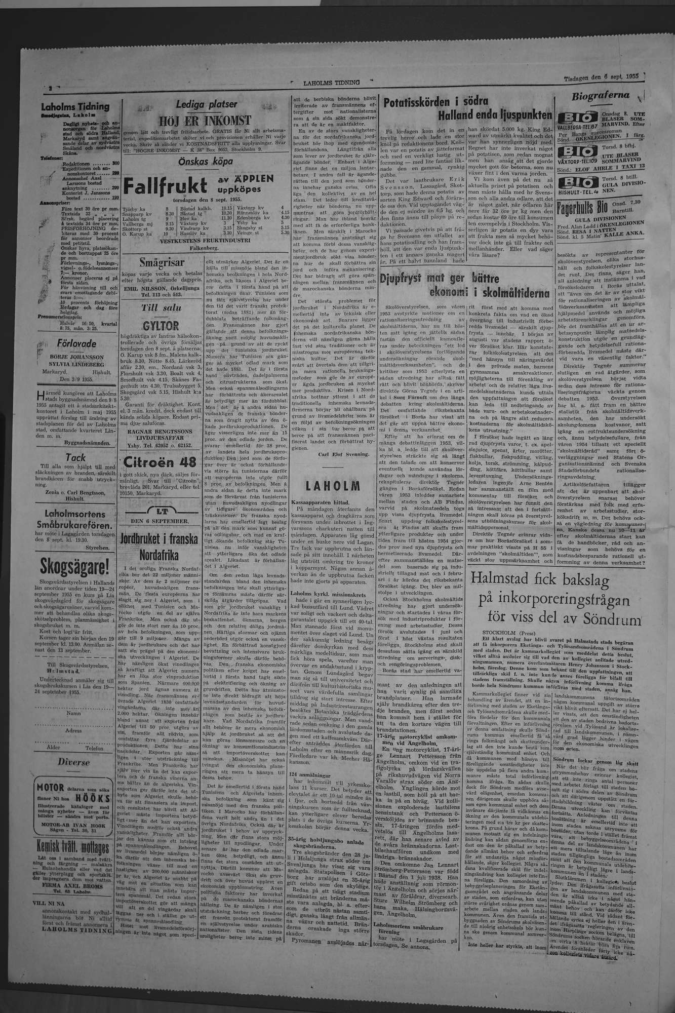 Laholms Tidning Tisdag 6 september 1955, sida 2