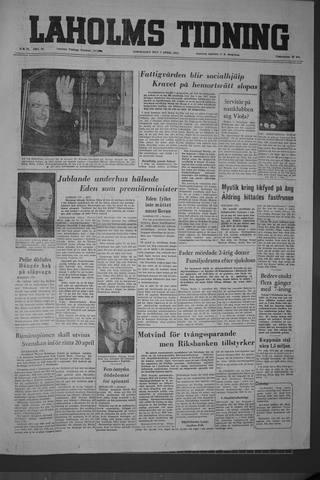 Förstasidan, Torsdag 7 april 1955
