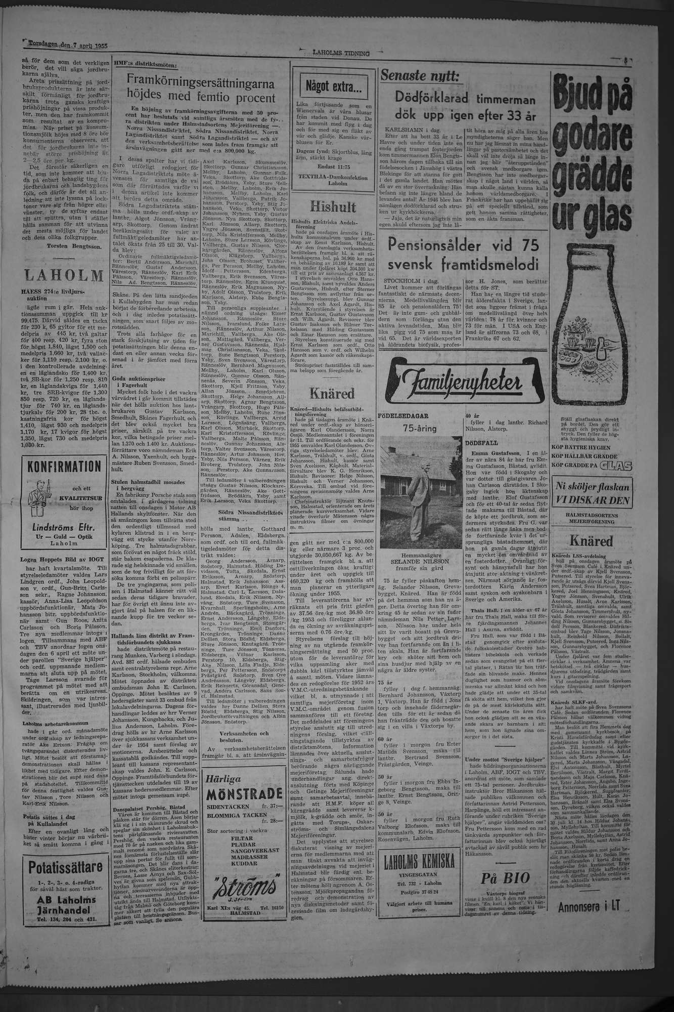 Laholms Tidning Torsdag 7 april 1955, sida 3