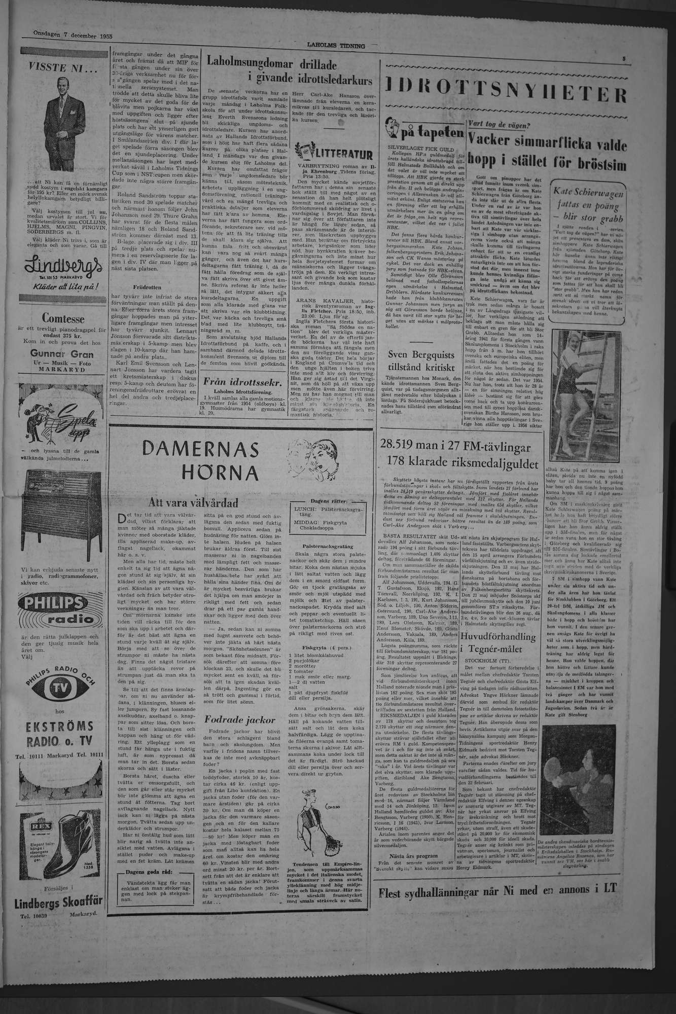 Laholms Tidning Onsdag 7 december 1955, sida 5