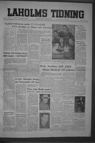 Förstasidan, Måndag 7 februari 1955