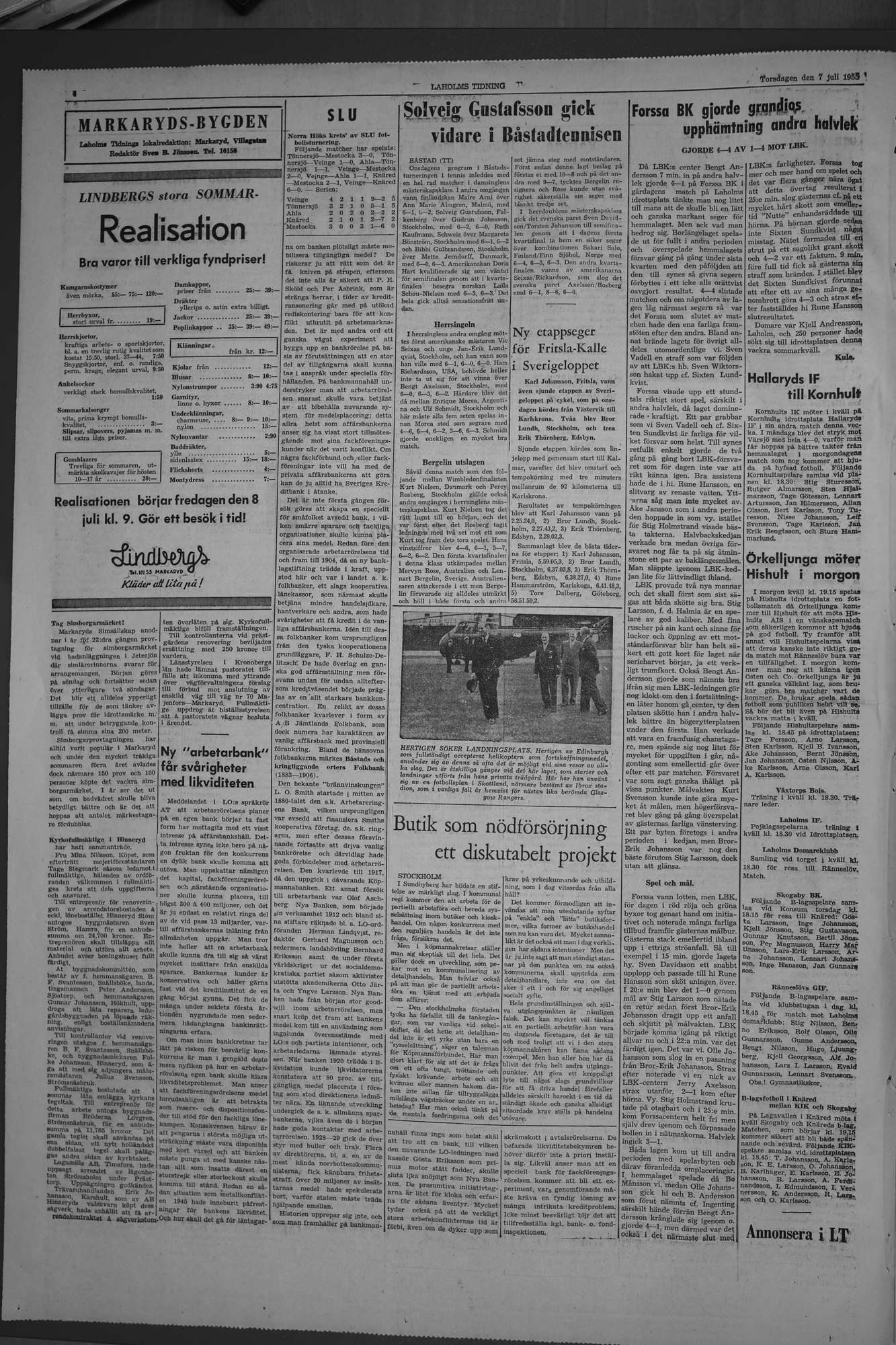 Laholms Tidning Torsdag 7 juli 1955, sida 4