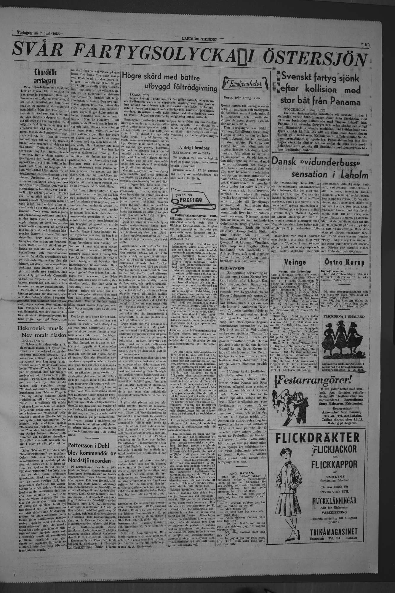 Laholms Tidning Tisdag 7 juni 1955, sida 3