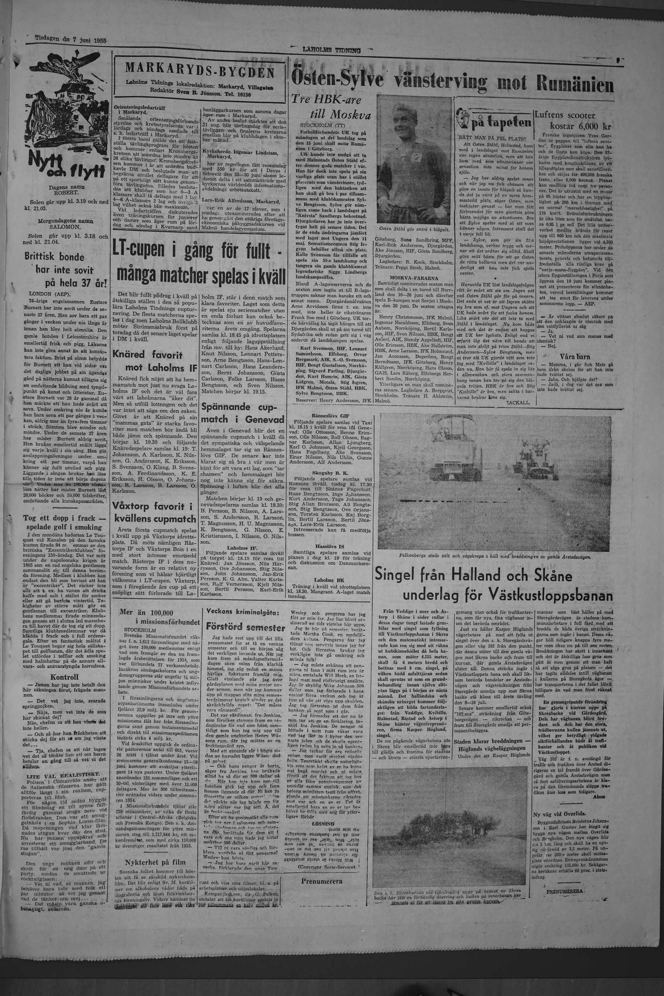 Laholms Tidning Tisdag 7 juni 1955, sida 7