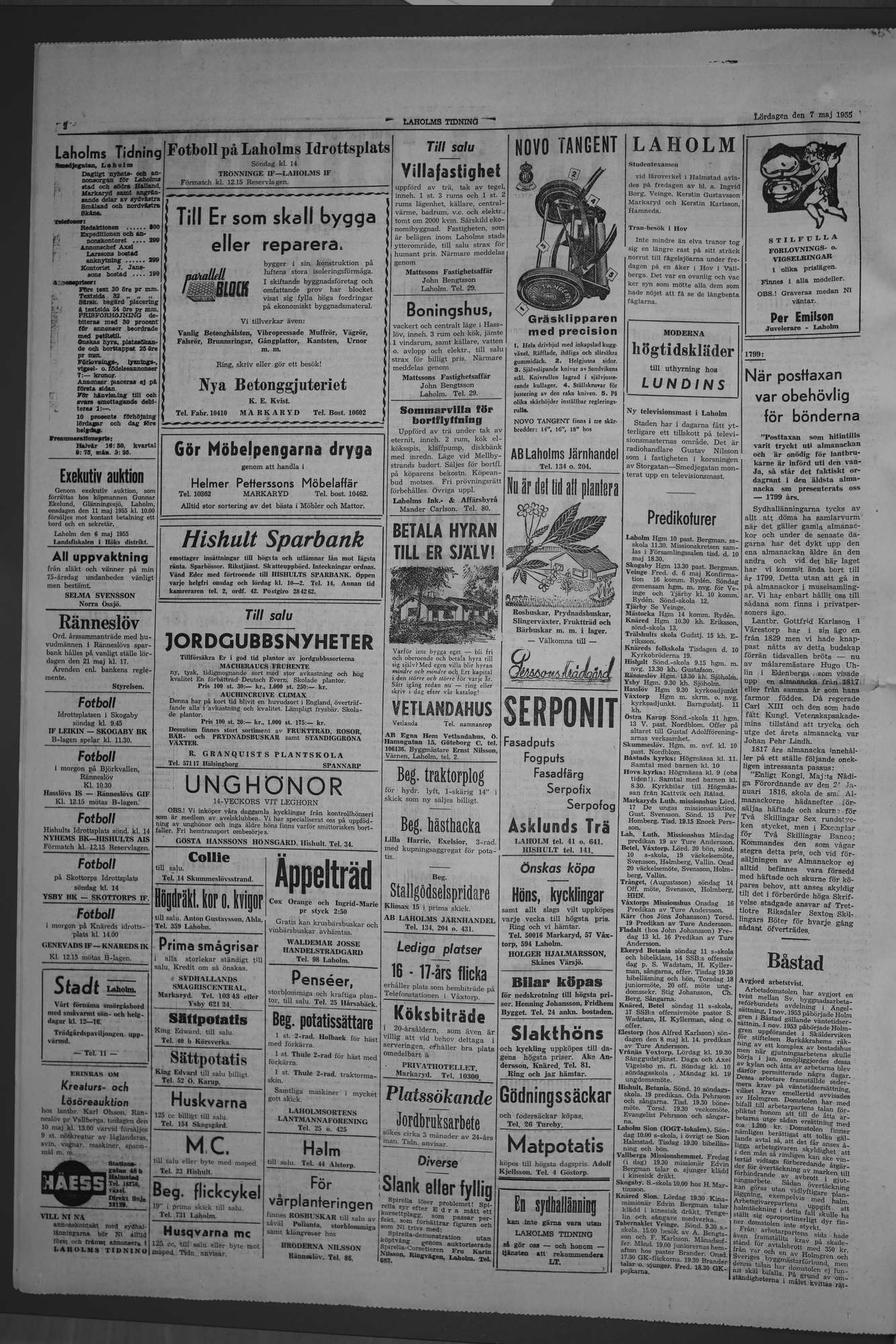 Laholms Tidning Lördag 7 maj 1955, sida 2