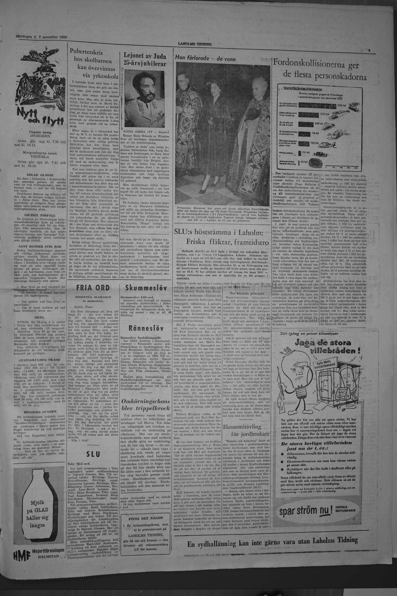 Laholms Tidning Måndag 7 november 1955, sida 5
