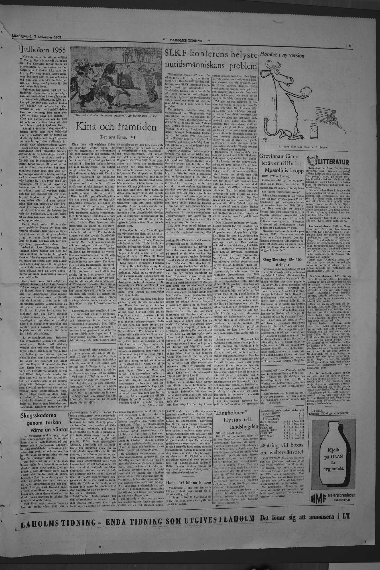 Laholms Tidning Måndag 7 november 1955, sida 7