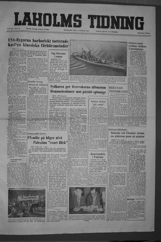 Förstasidan, Måndag 8 augusti 1955
