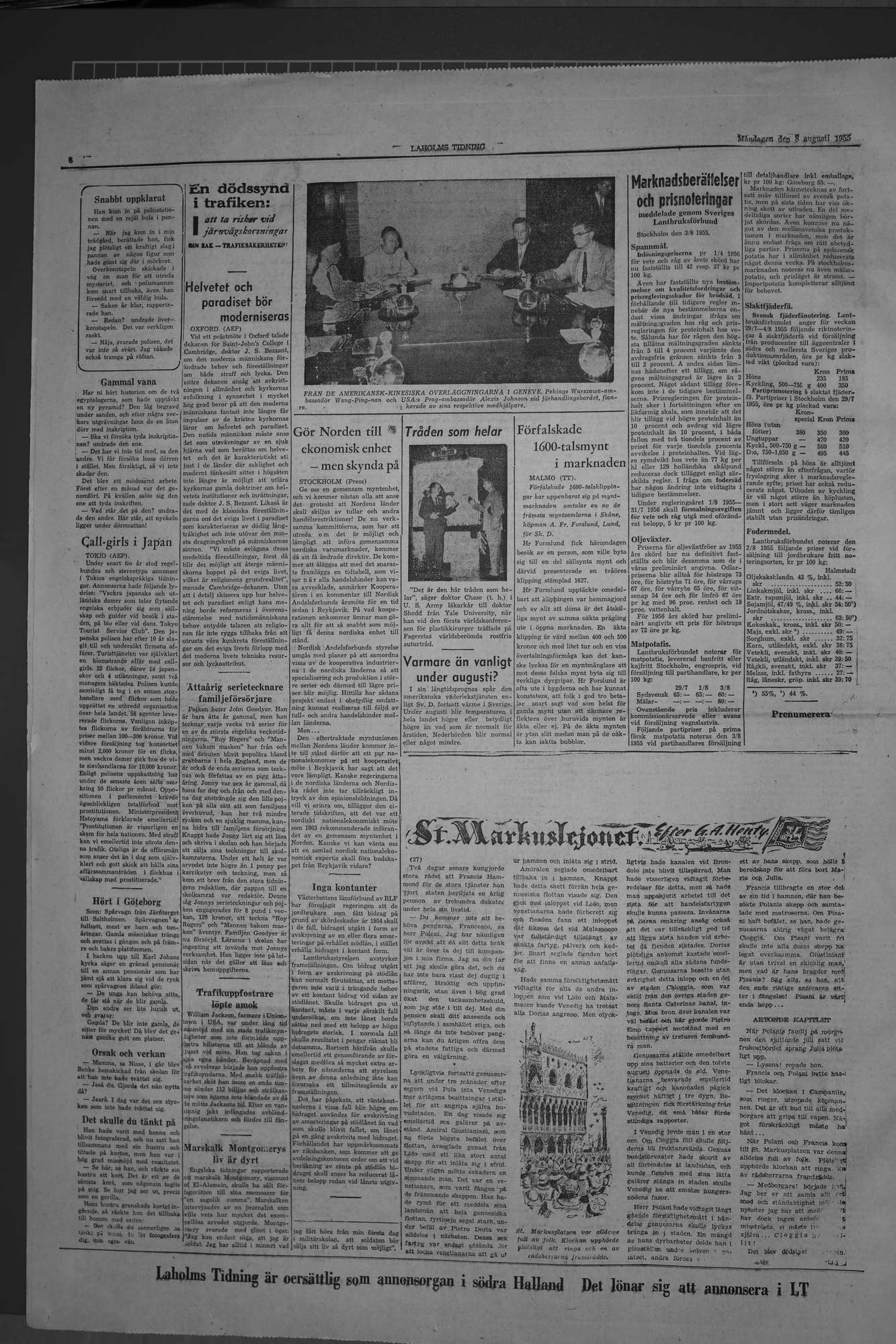 Laholms Tidning Måndag 8 augusti 1955, sida 6