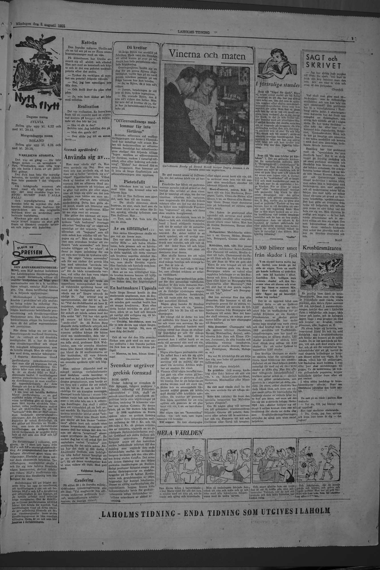 Laholms Tidning Måndag 8 augusti 1955, sida 7
