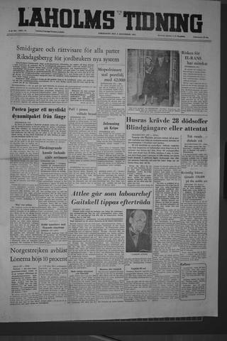 Förstasidan, Torsdag 8 december 1955