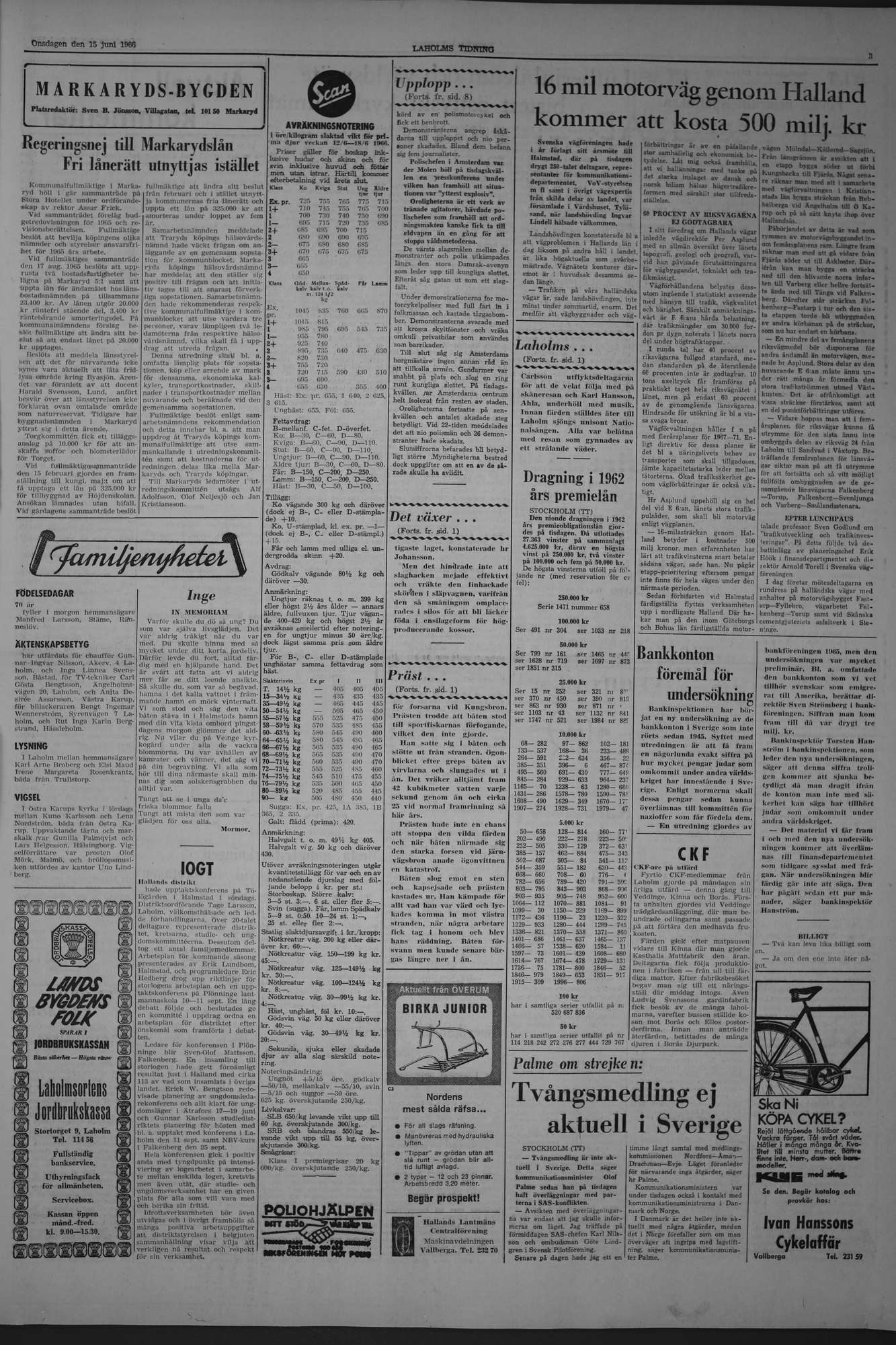 Laholms Tidning Onsdag 15 juni 1966, sida 3