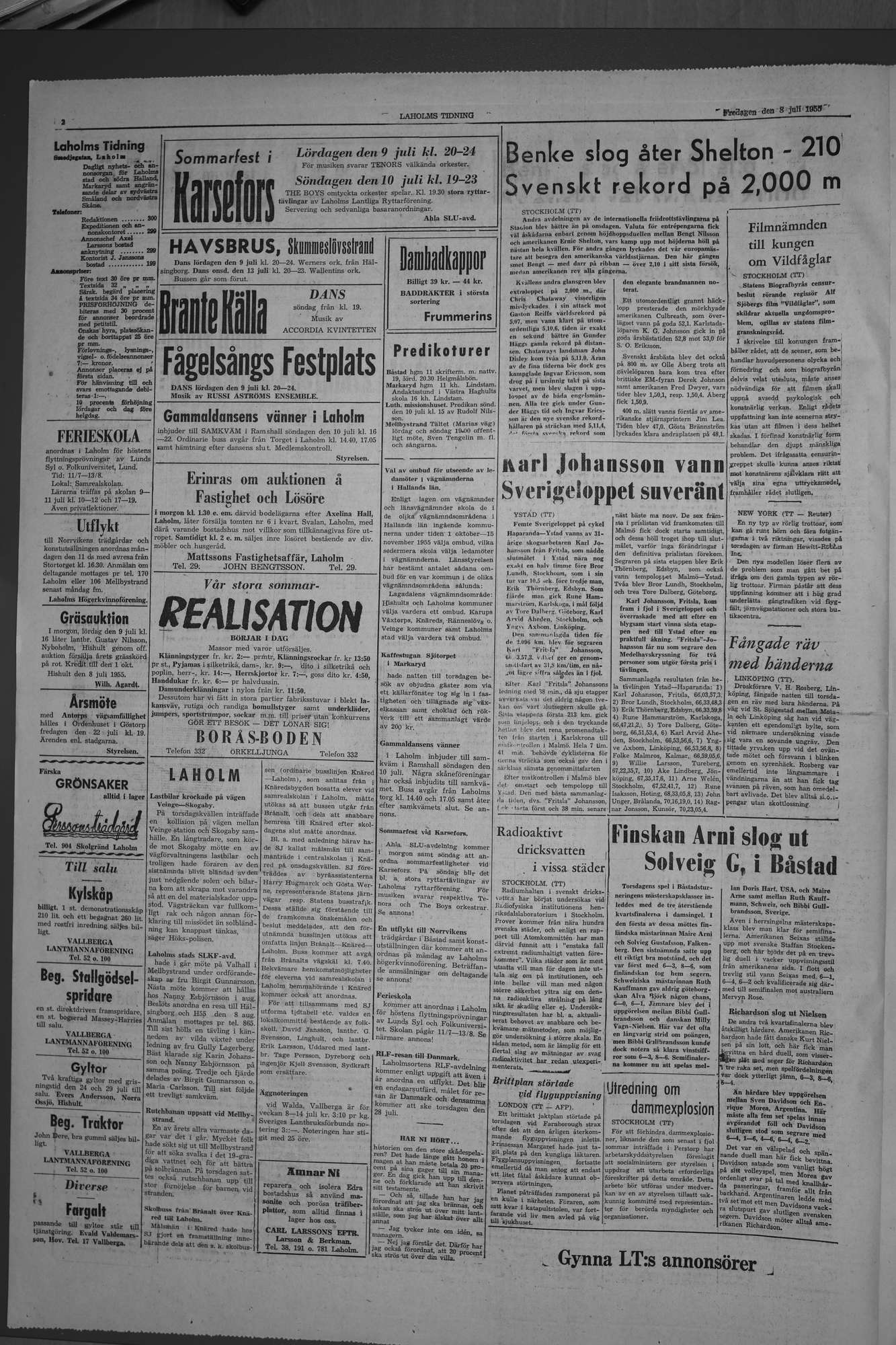 Laholms Tidning Fredag 8 juli 1955, sida 2
