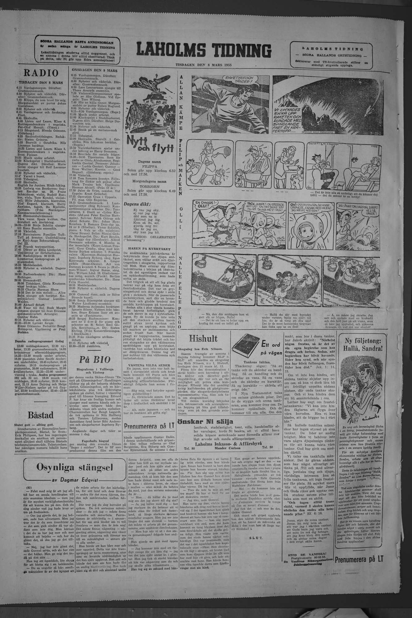Laholms Tidning Tisdag 8 mars 1955, sida 6