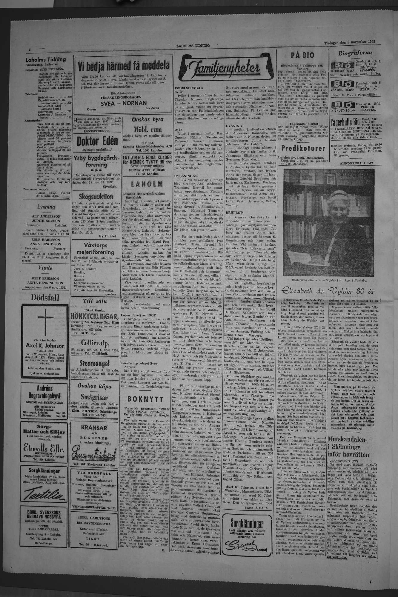 Laholms Tidning Tisdag 8 november 1955, sida 2
