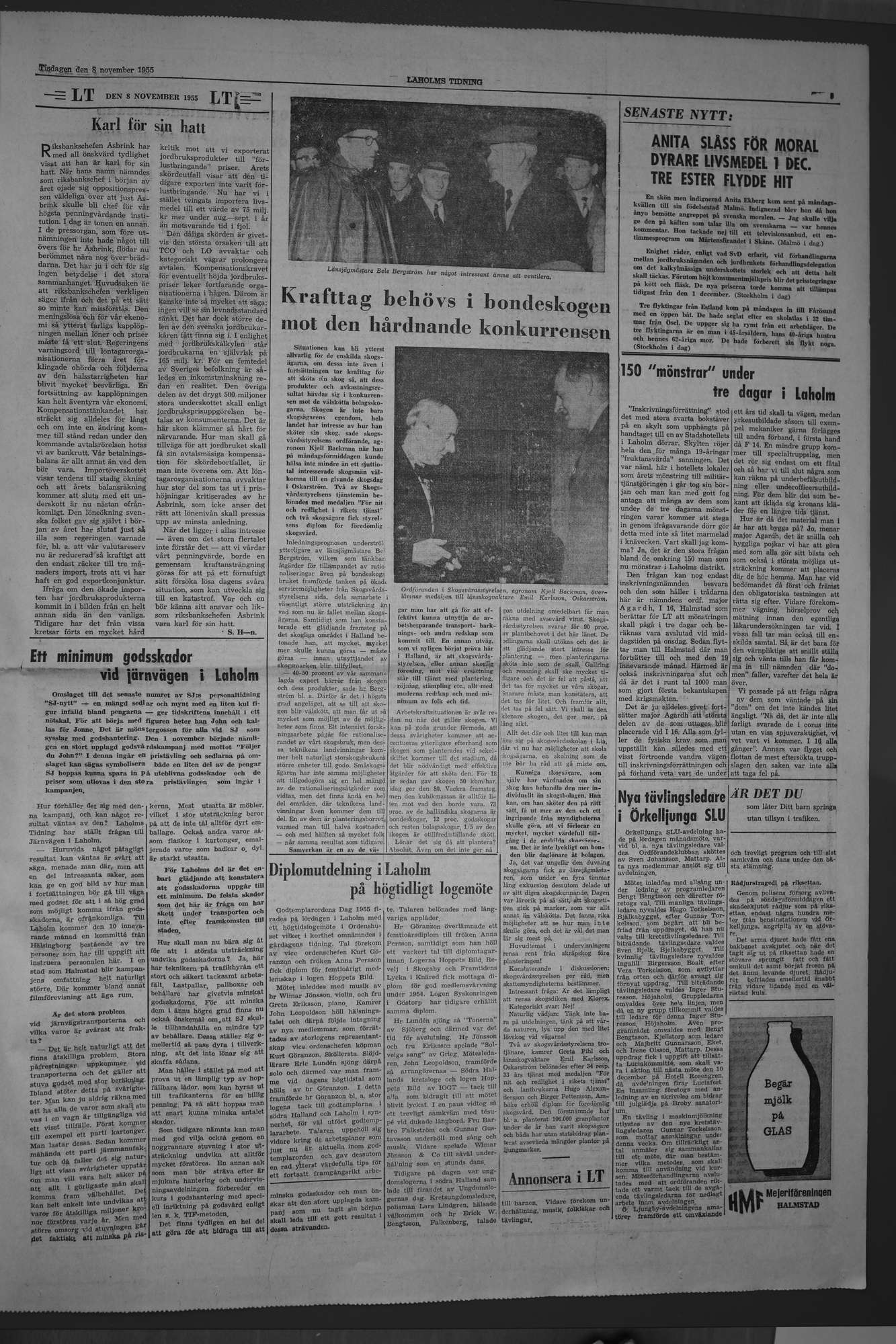 Laholms Tidning Tisdag 8 november 1955, sida 3