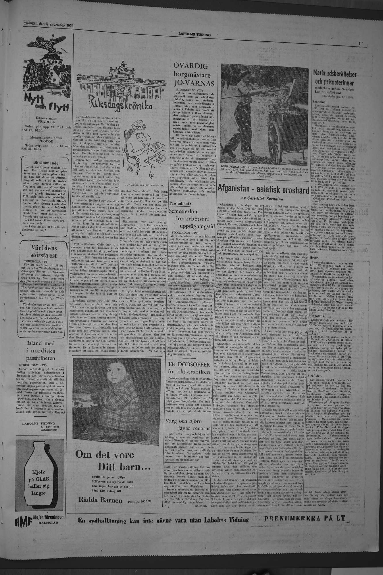 Laholms Tidning Tisdag 8 november 1955, sida 5