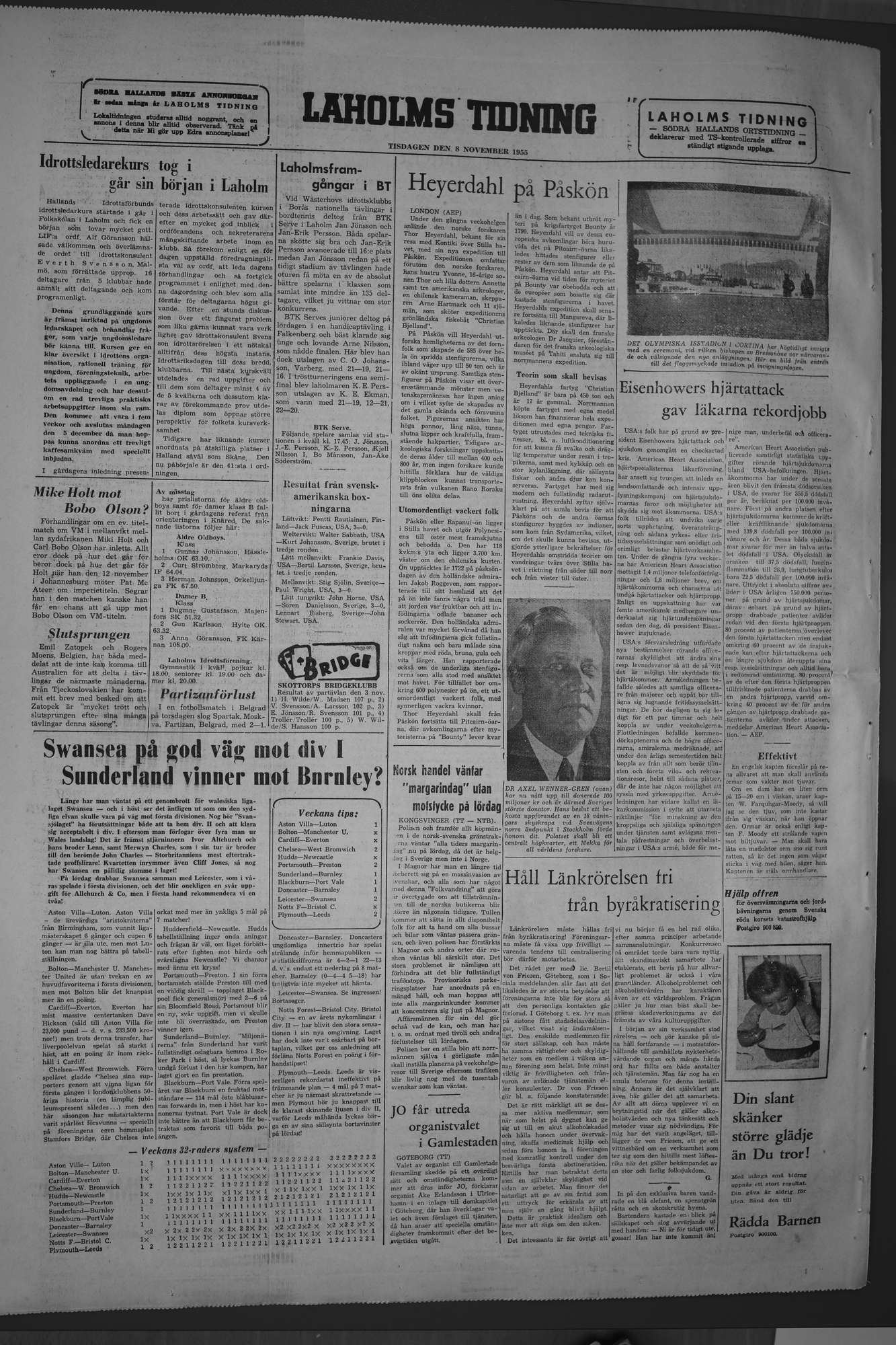 Laholms Tidning Tisdag 8 november 1955, sida 8