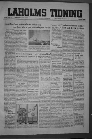 Förstasidan, Tisdag 9 augusti 1955