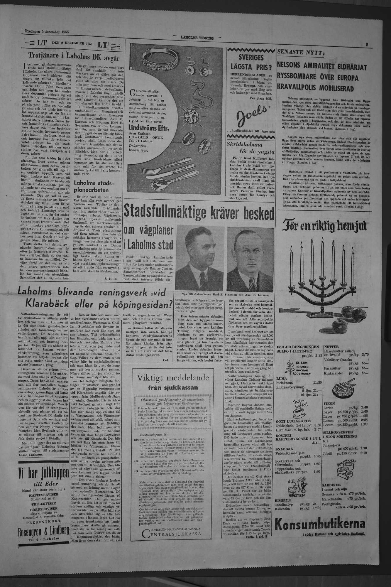 Laholms Tidning Fredag 9 december 1955, sida 3