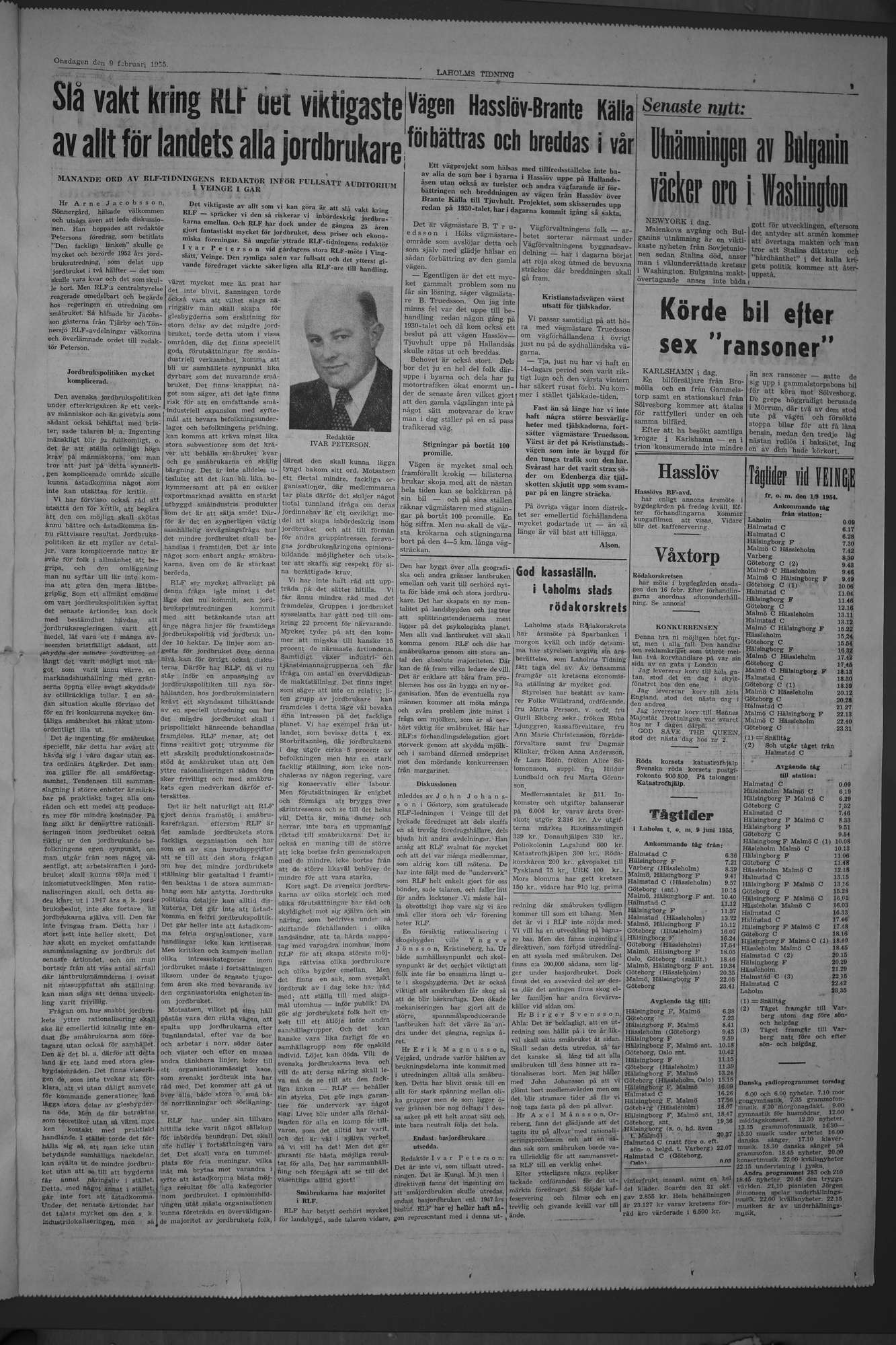 Laholms Tidning Onsdag 9 februari 1955, sida 3