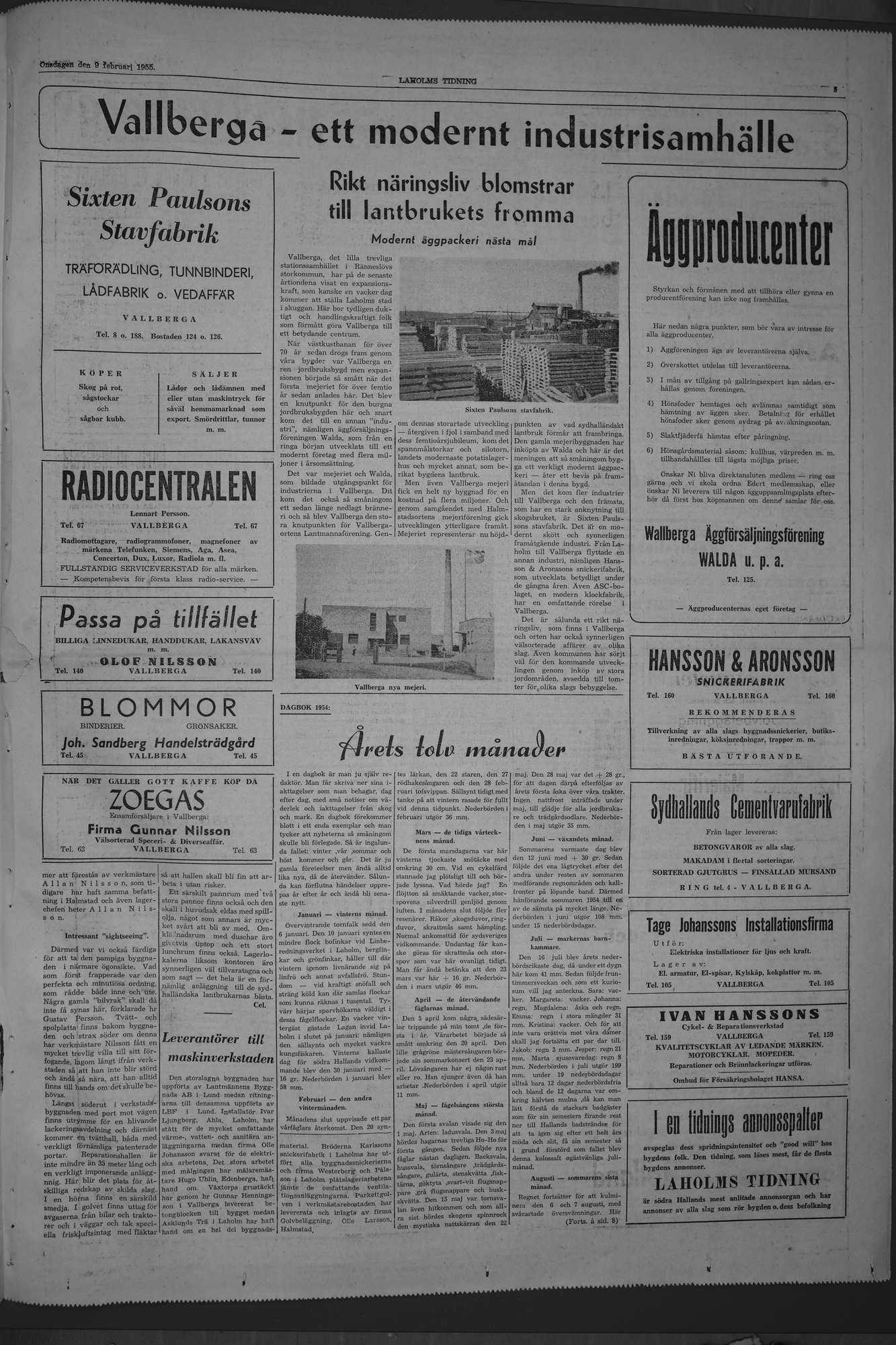Laholms Tidning Onsdag 9 februari 1955, sida 5
