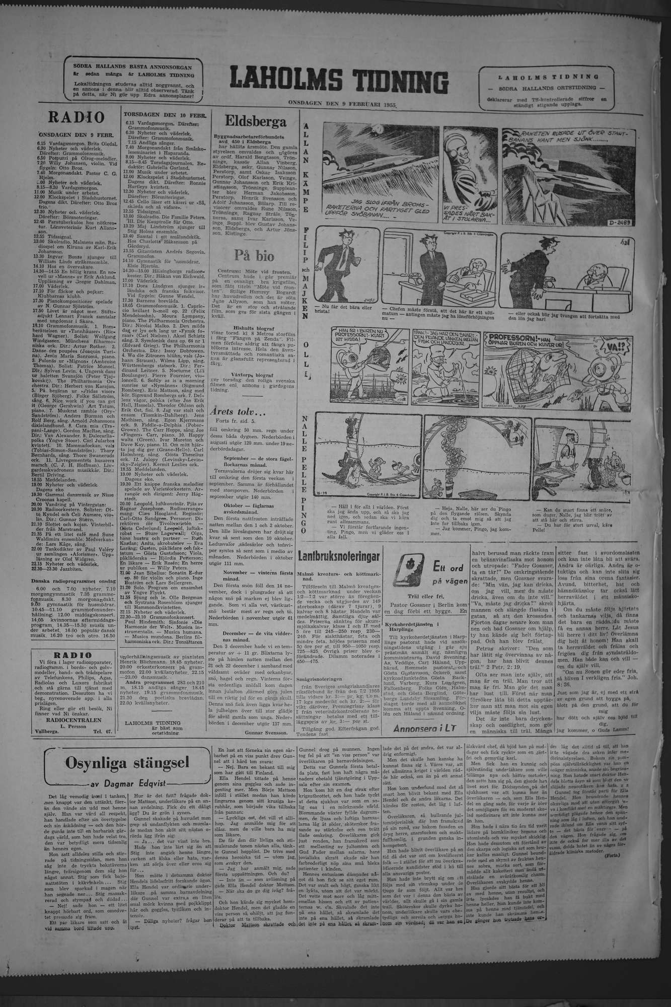 Laholms Tidning Onsdag 9 februari 1955, sida 8