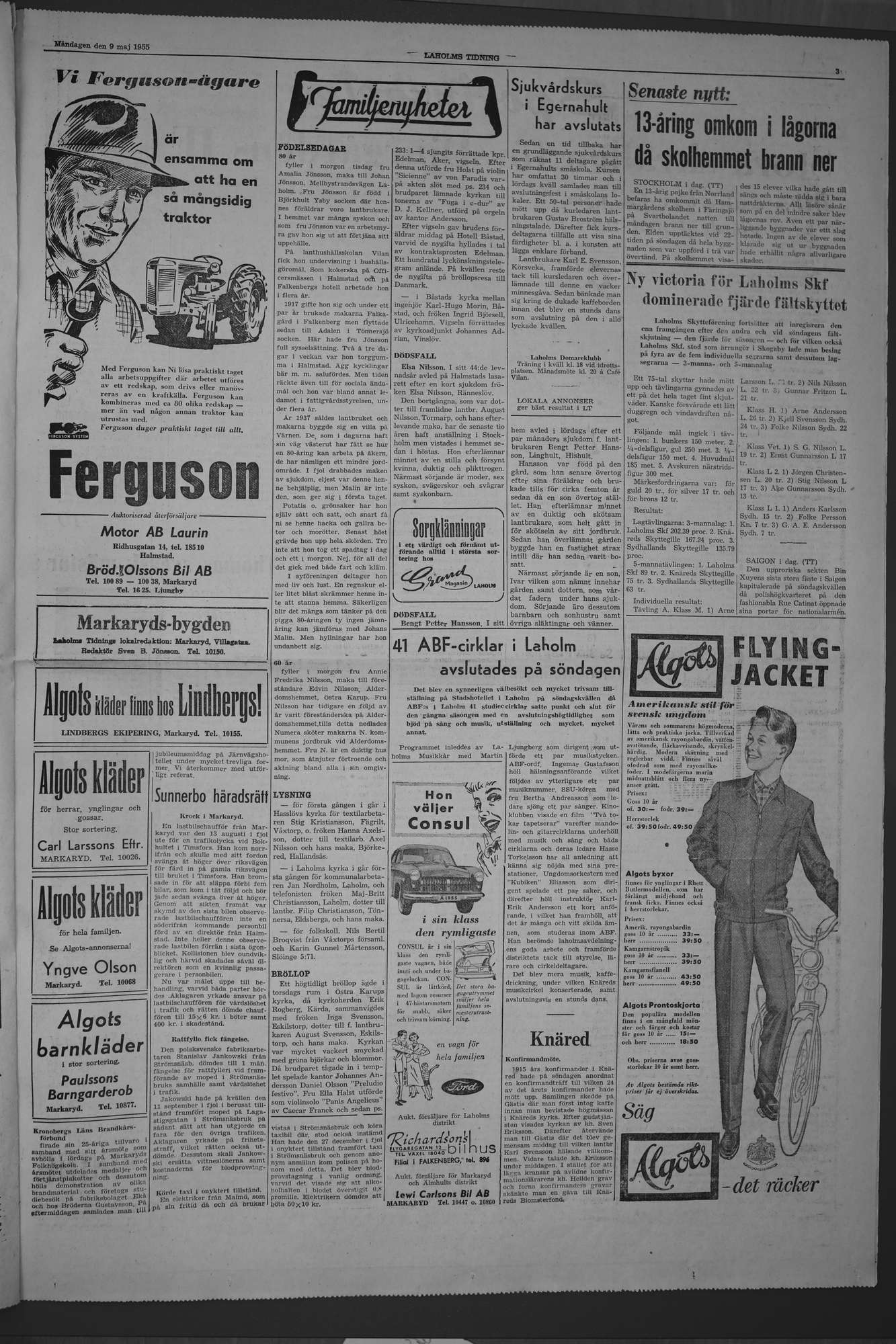 Laholms Tidning Måndag 9 maj 1955, sida 3
