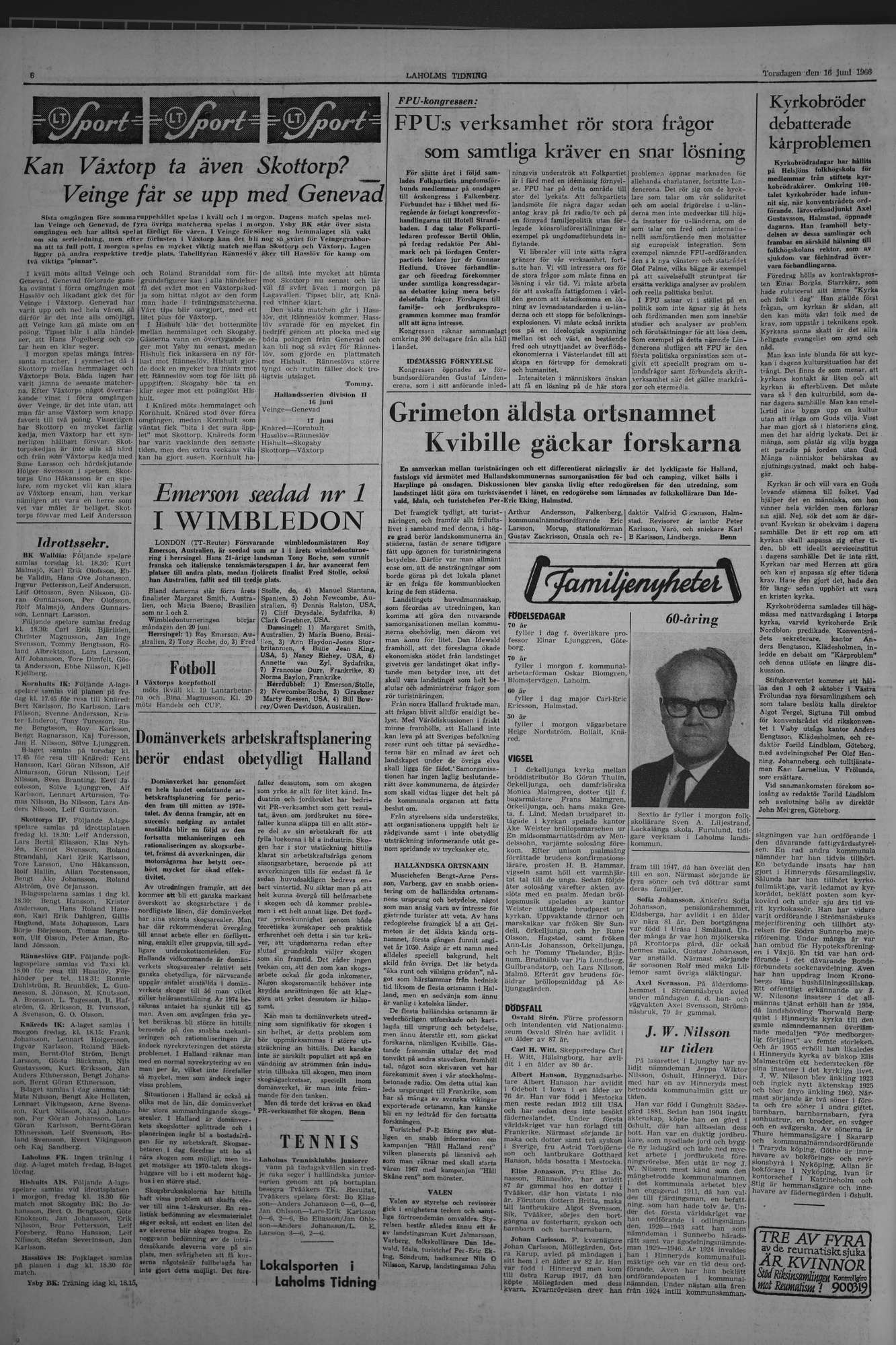 Laholms Tidning Torsdag 16 juni 1966, sida 6