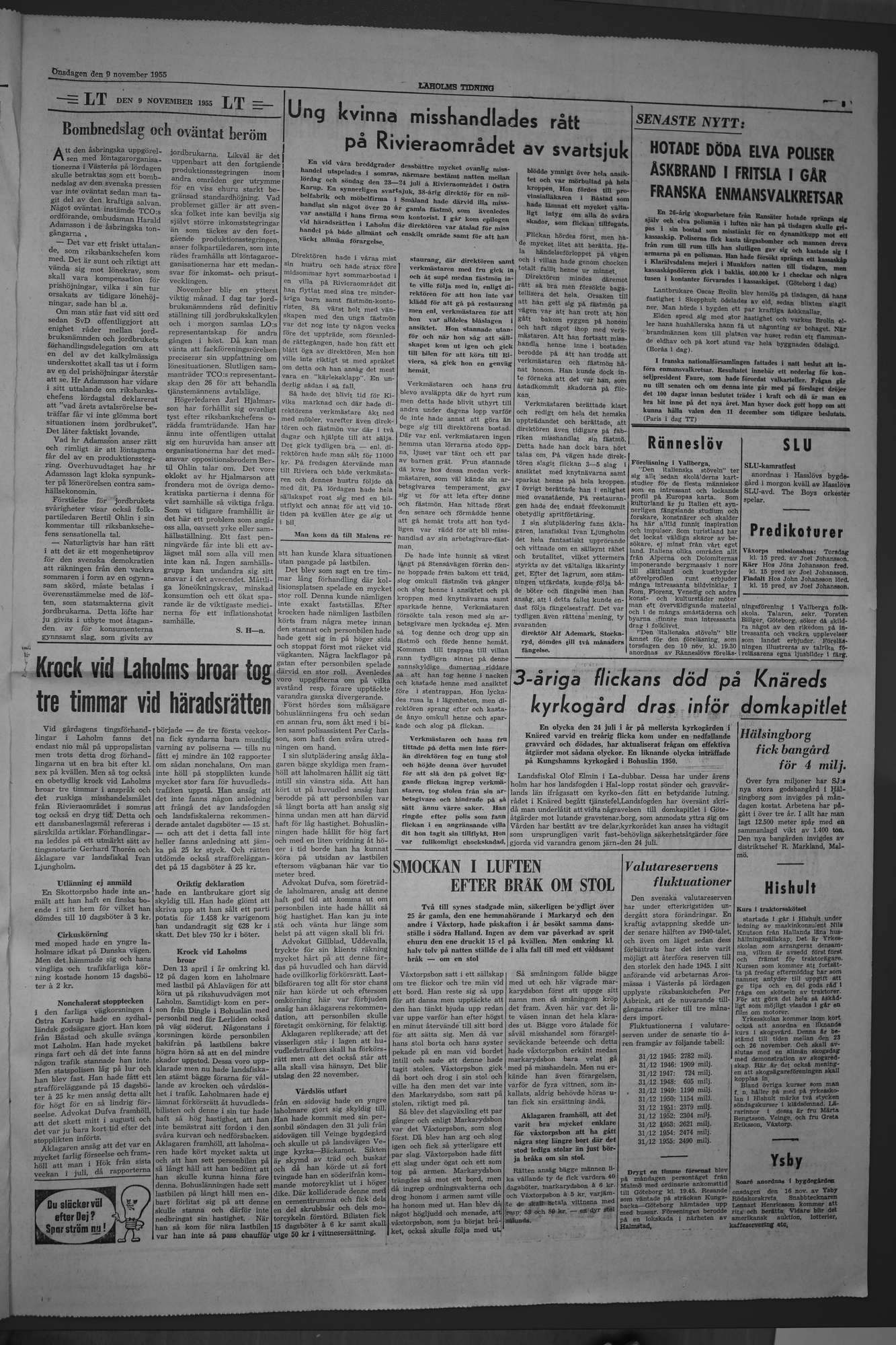 Laholms Tidning Onsdag 9 november 1955, sida 3