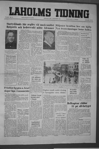 Förstasidan, Fredag 9 september 1955